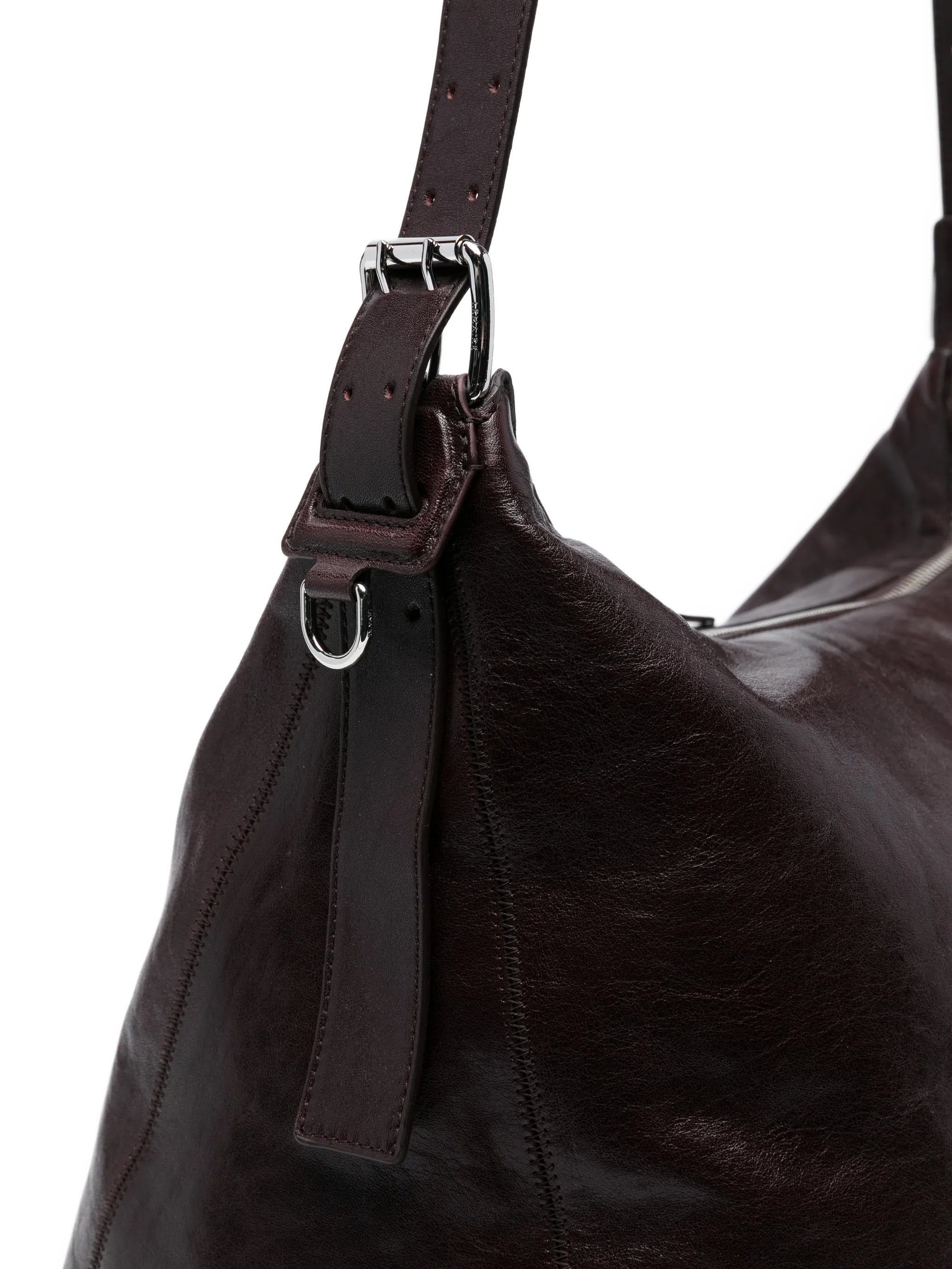 belted shiny leather shoulder bag