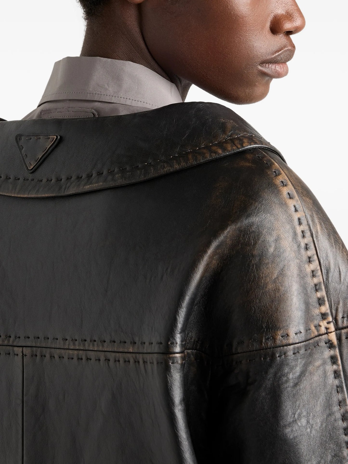 antiqued nappa leather jacket
