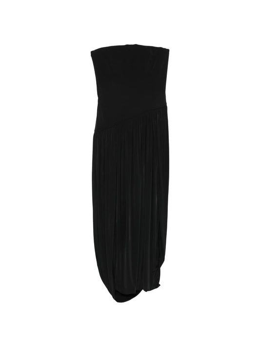 strapless pleated dress