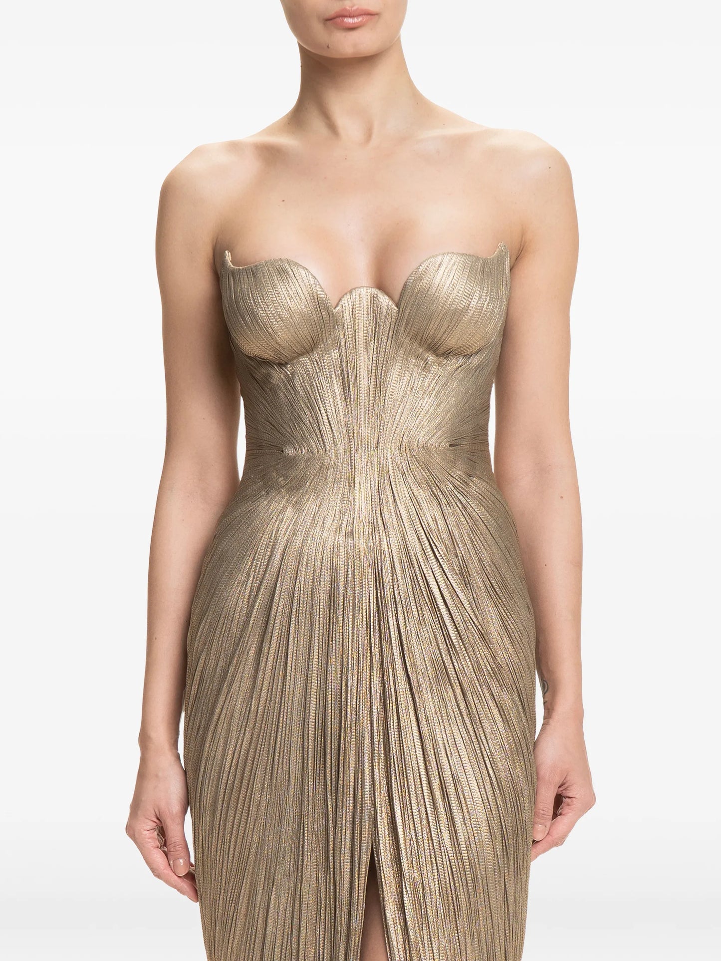 Jasleen pleated strapless maxi dress
