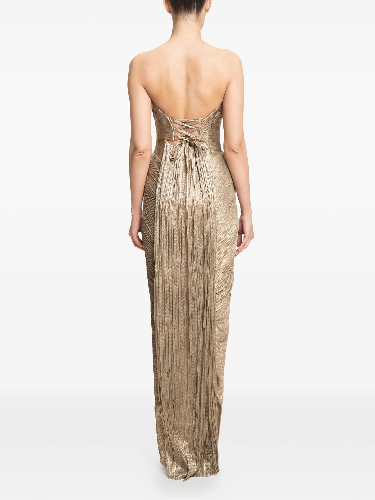 Jasleen pleated strapless maxi dress