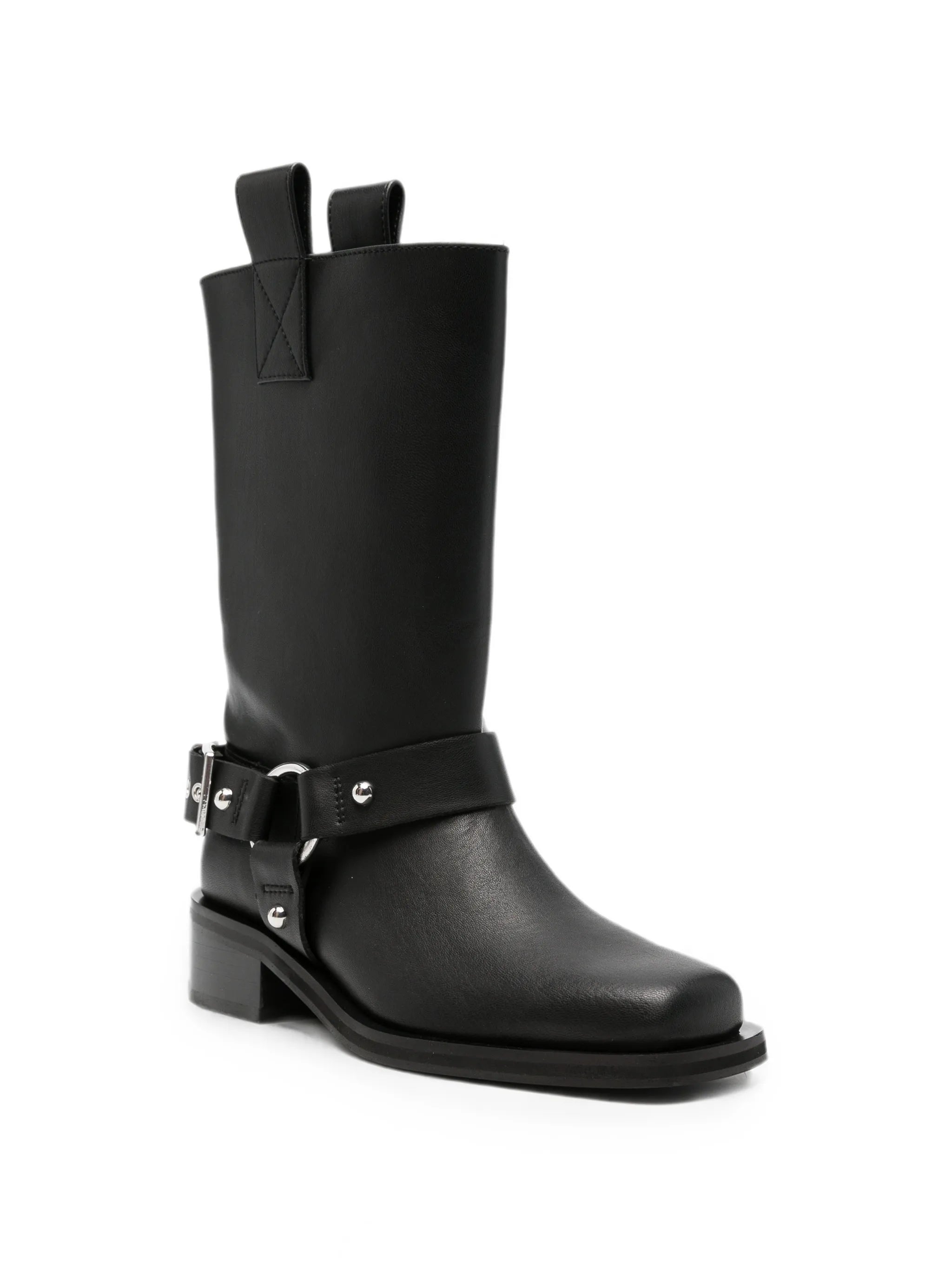 harness-detail biker boots