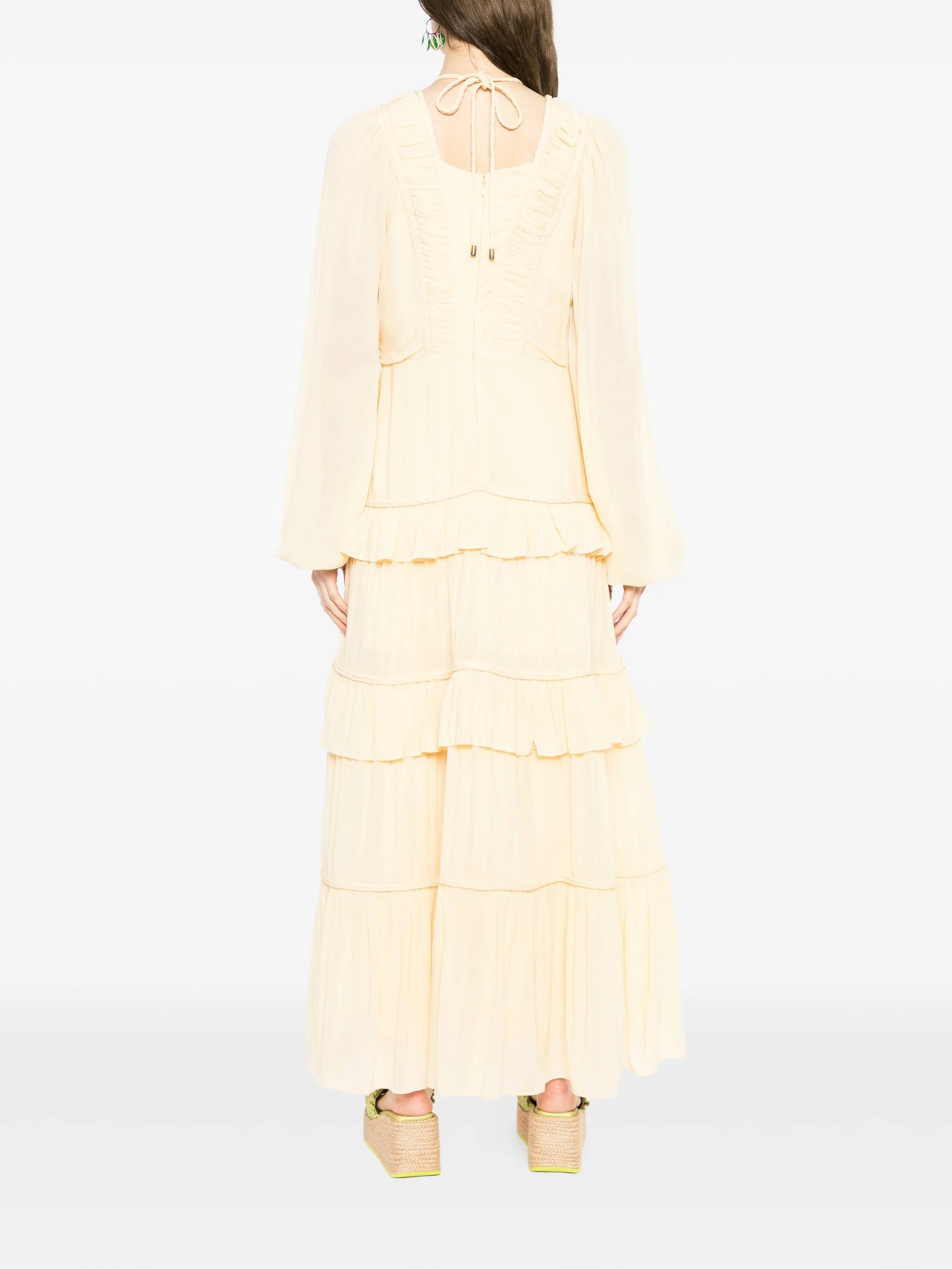 ruffled V-neck maxi dress