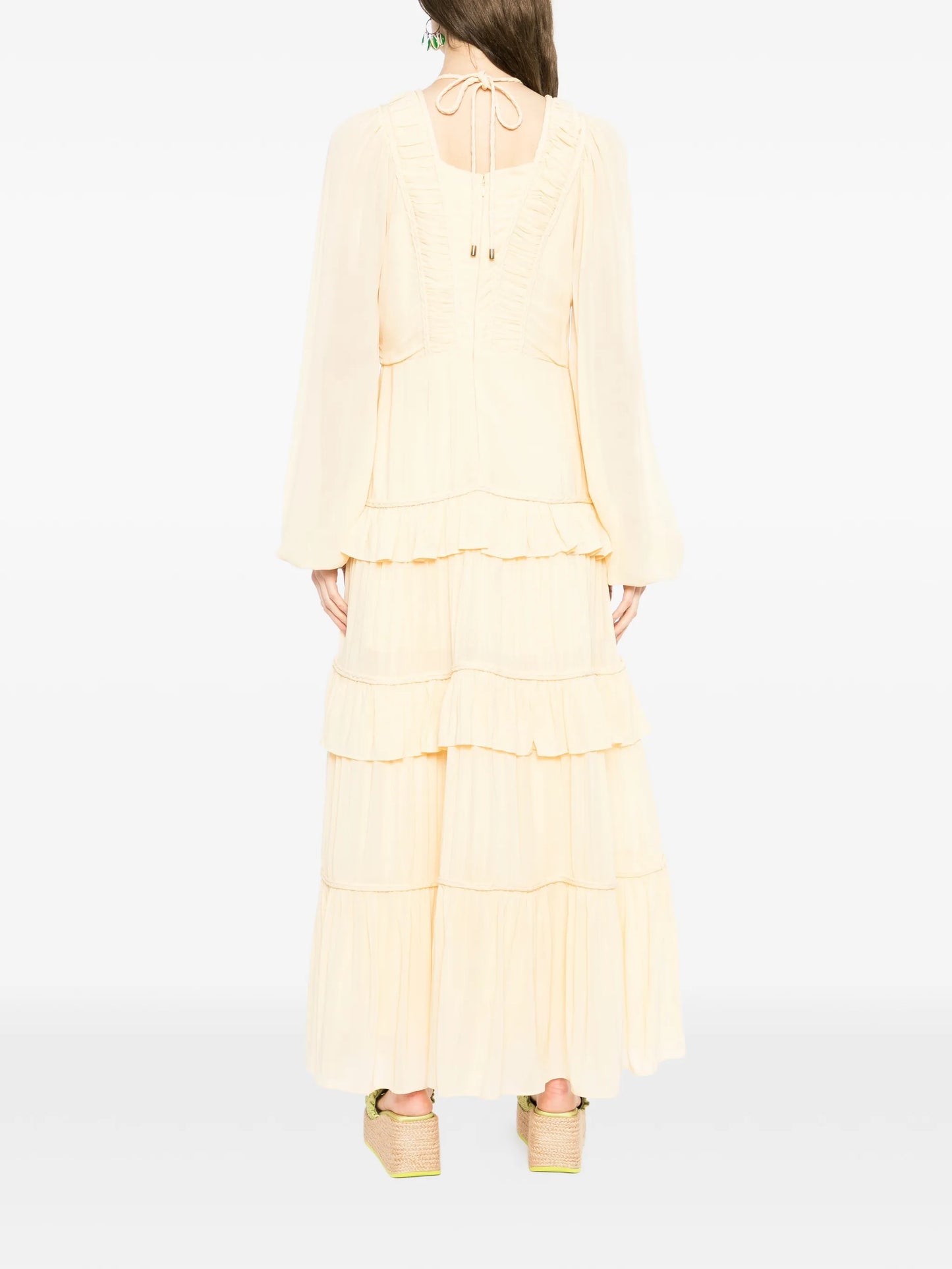 ruffled V-neck maxi dress