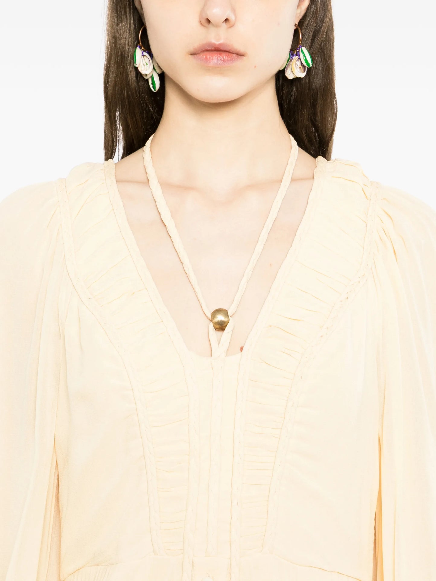 ruffled V-neck maxi dress