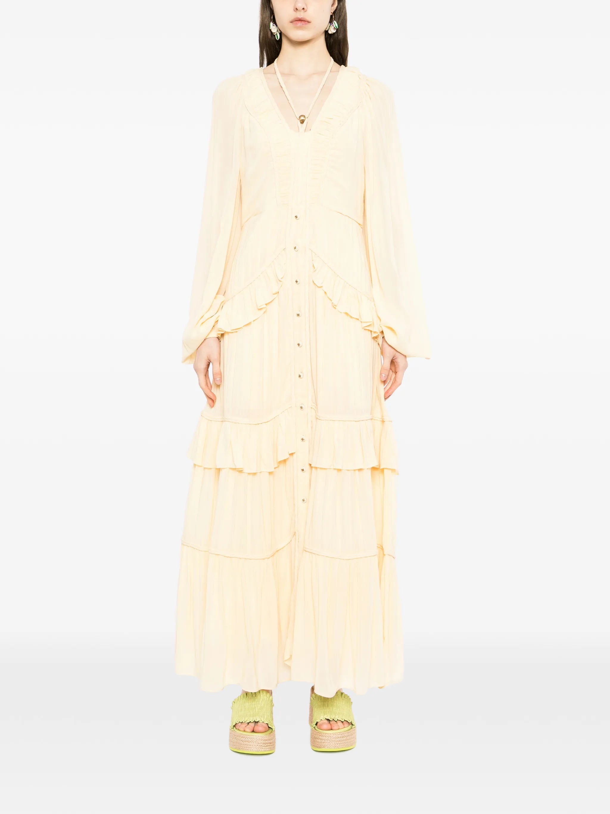 ruffled V-neck maxi dress