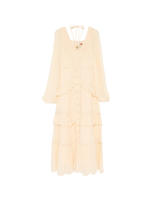 ruffled V-neck maxi dress