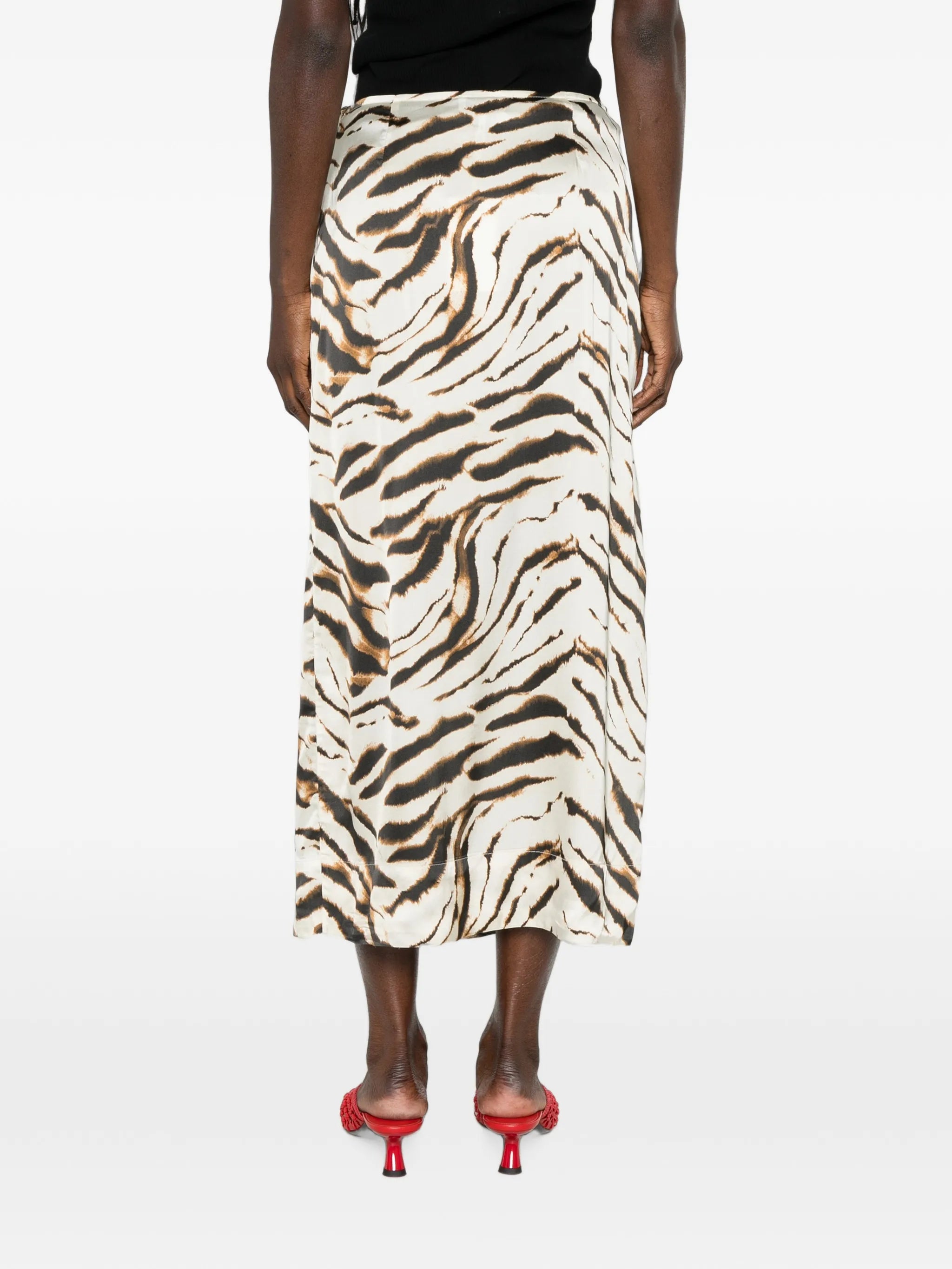 mix-print midi skirt
