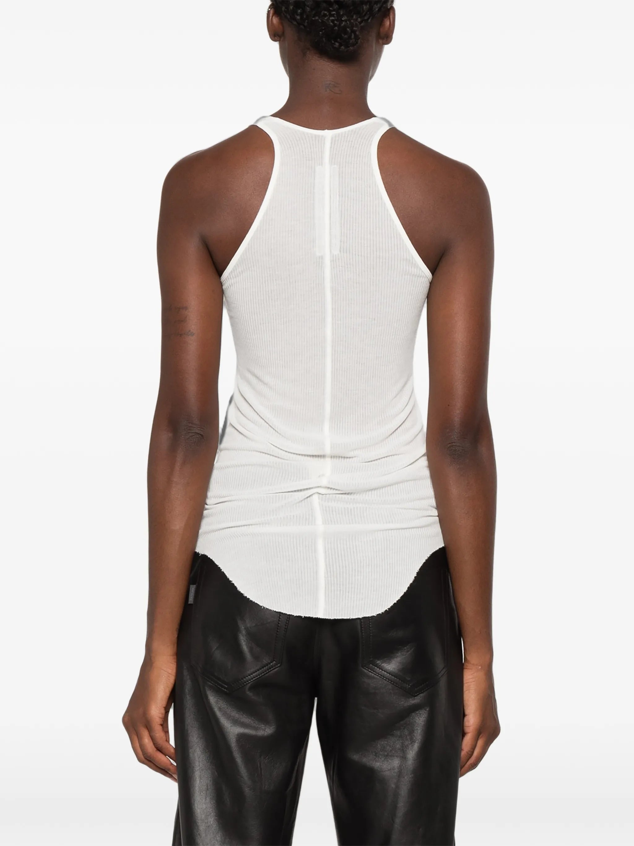 ribbed curved-hem top