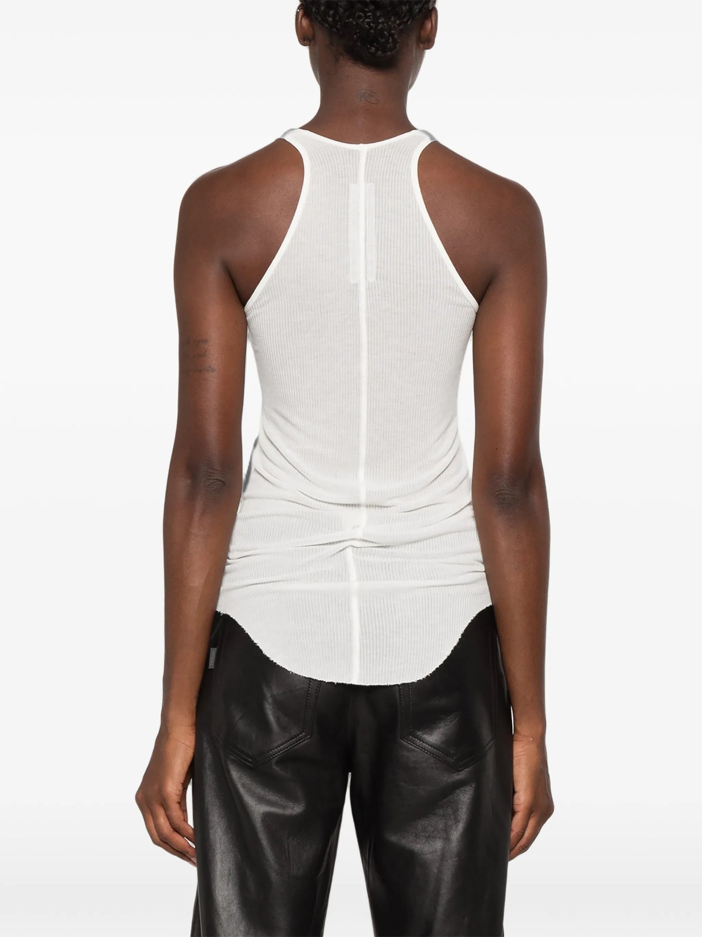 ribbed curved-hem top