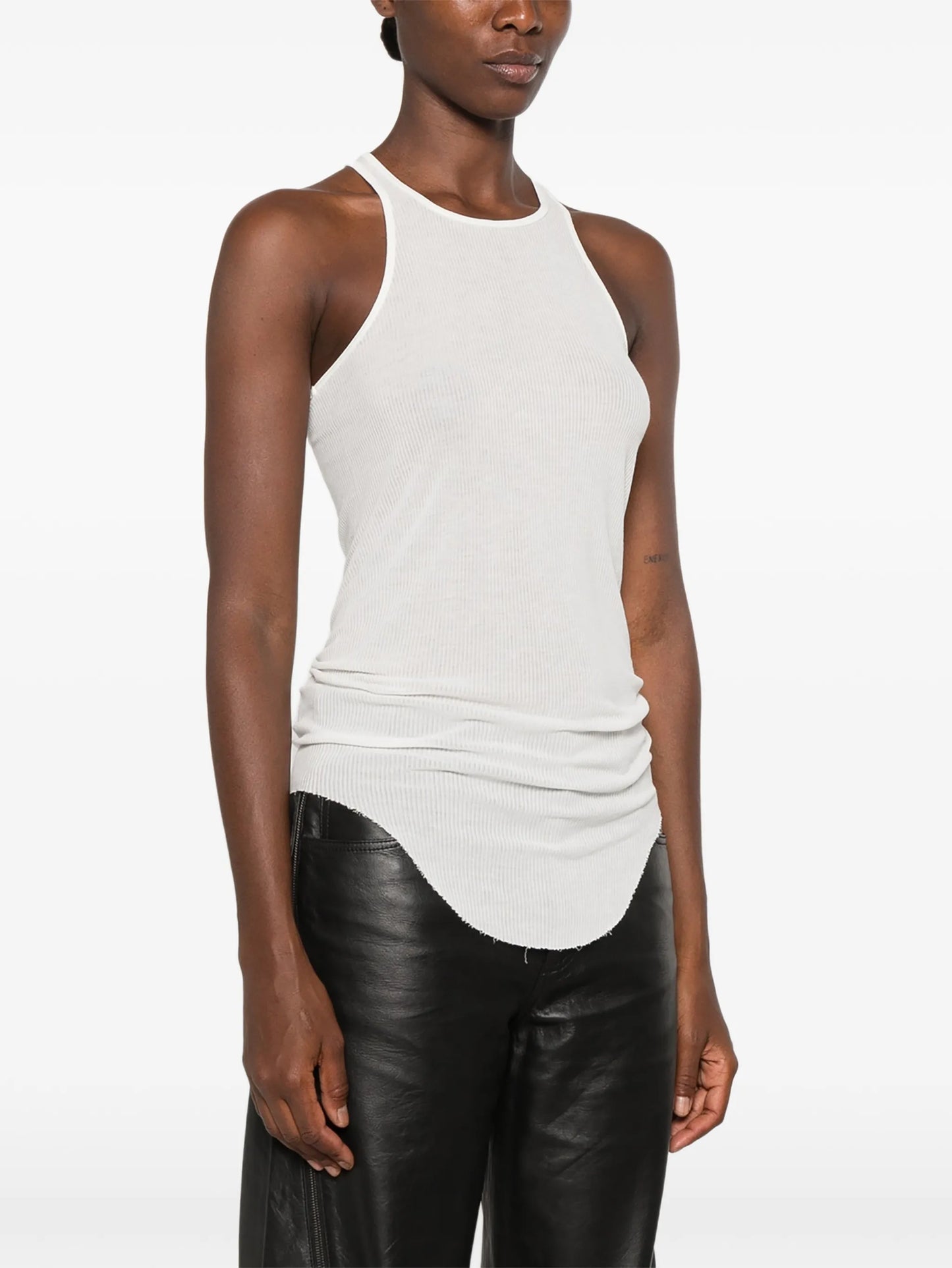 ribbed curved-hem top