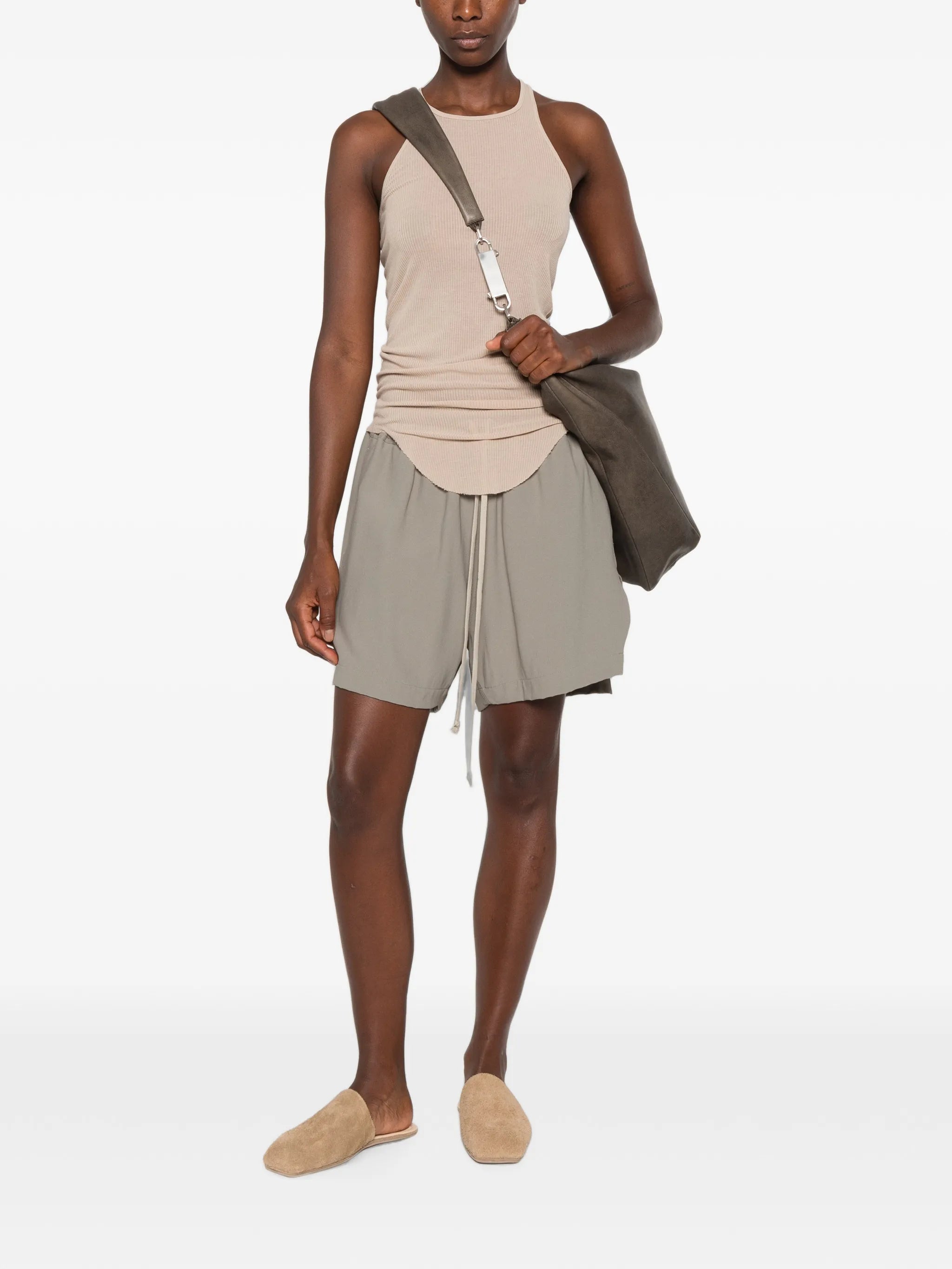 ribbed curved-hem top