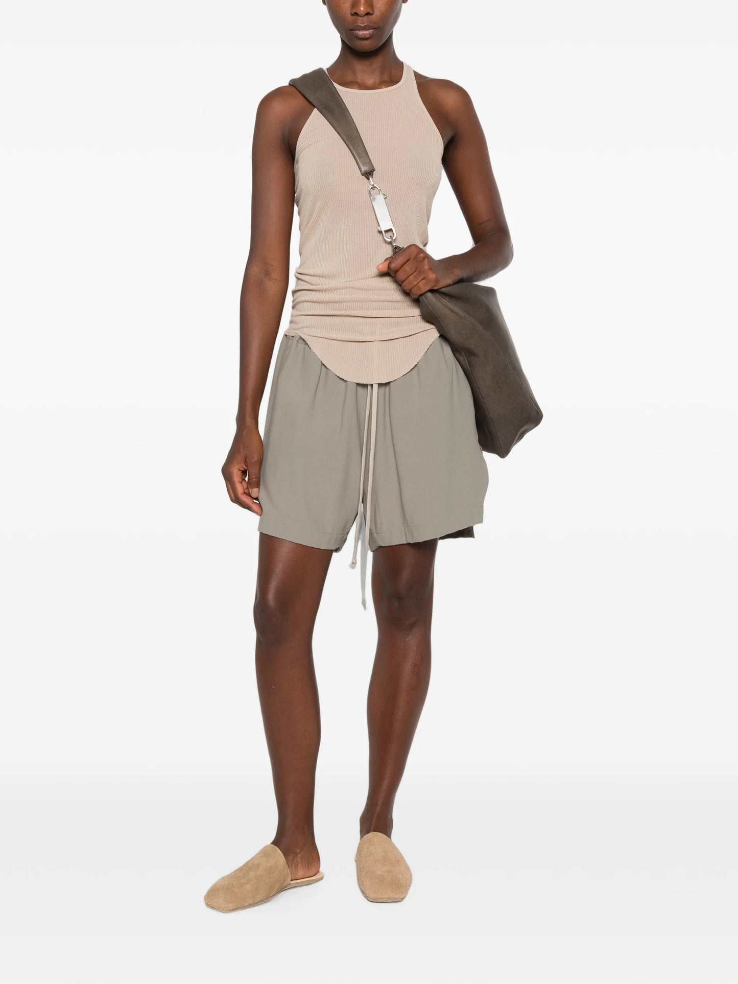 ribbed curved-hem top