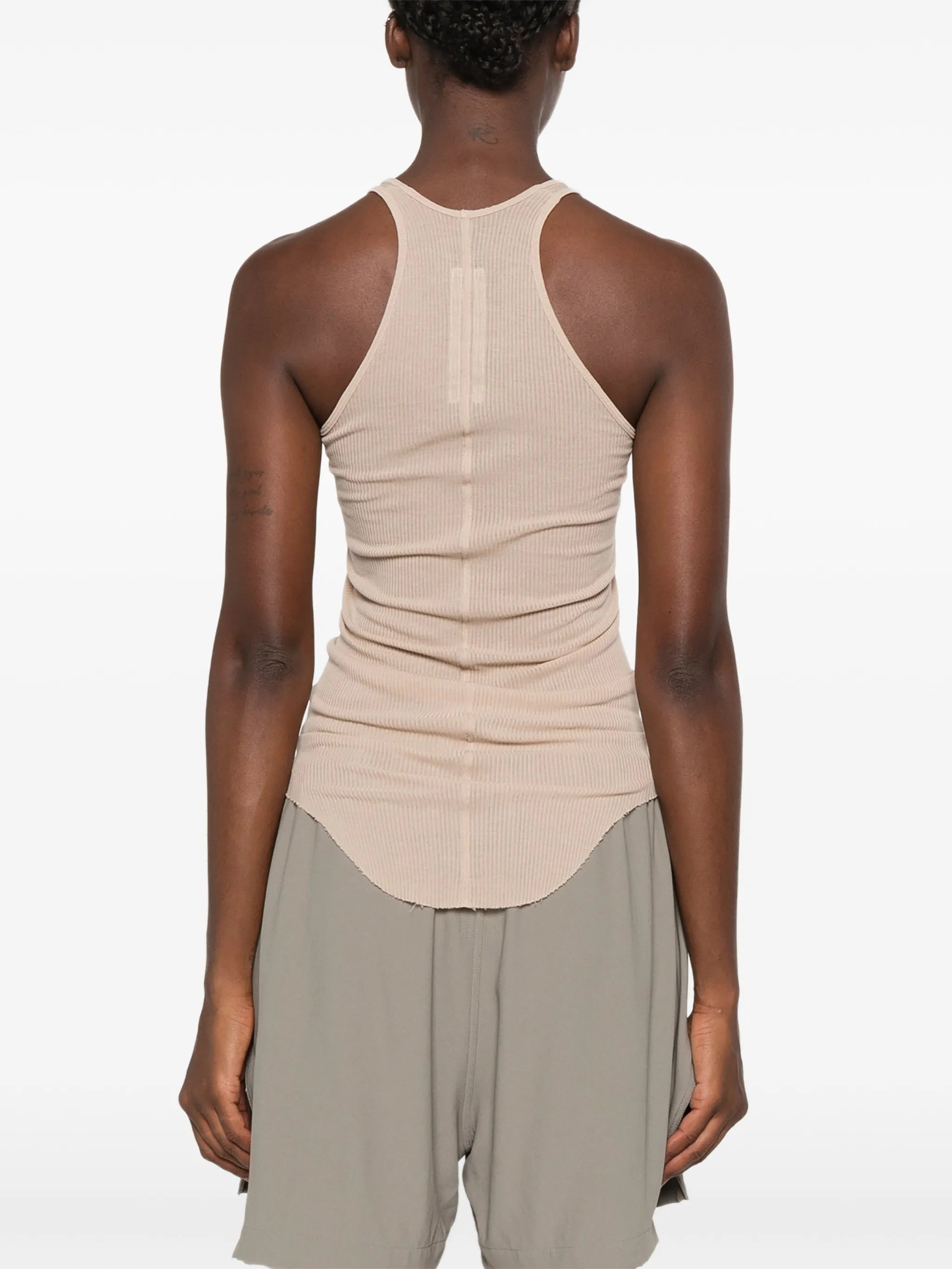 ribbed curved-hem top