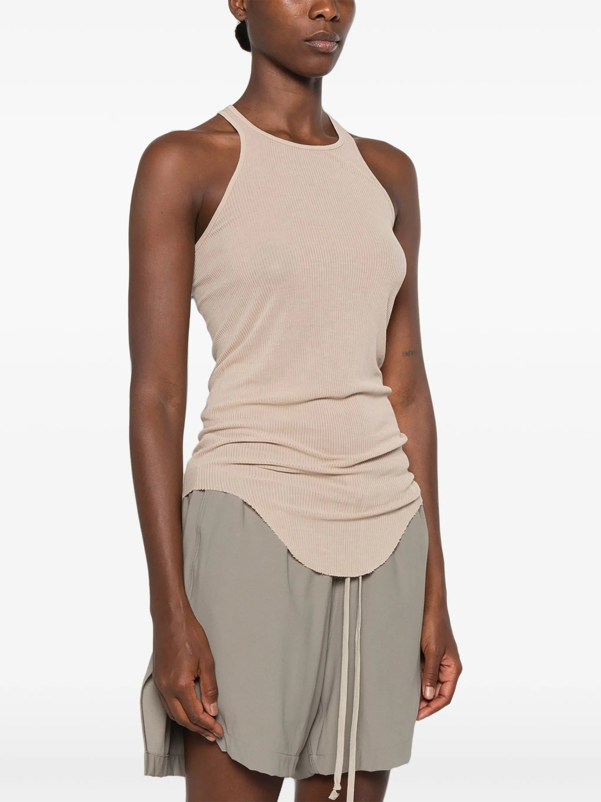 ribbed curved-hem top