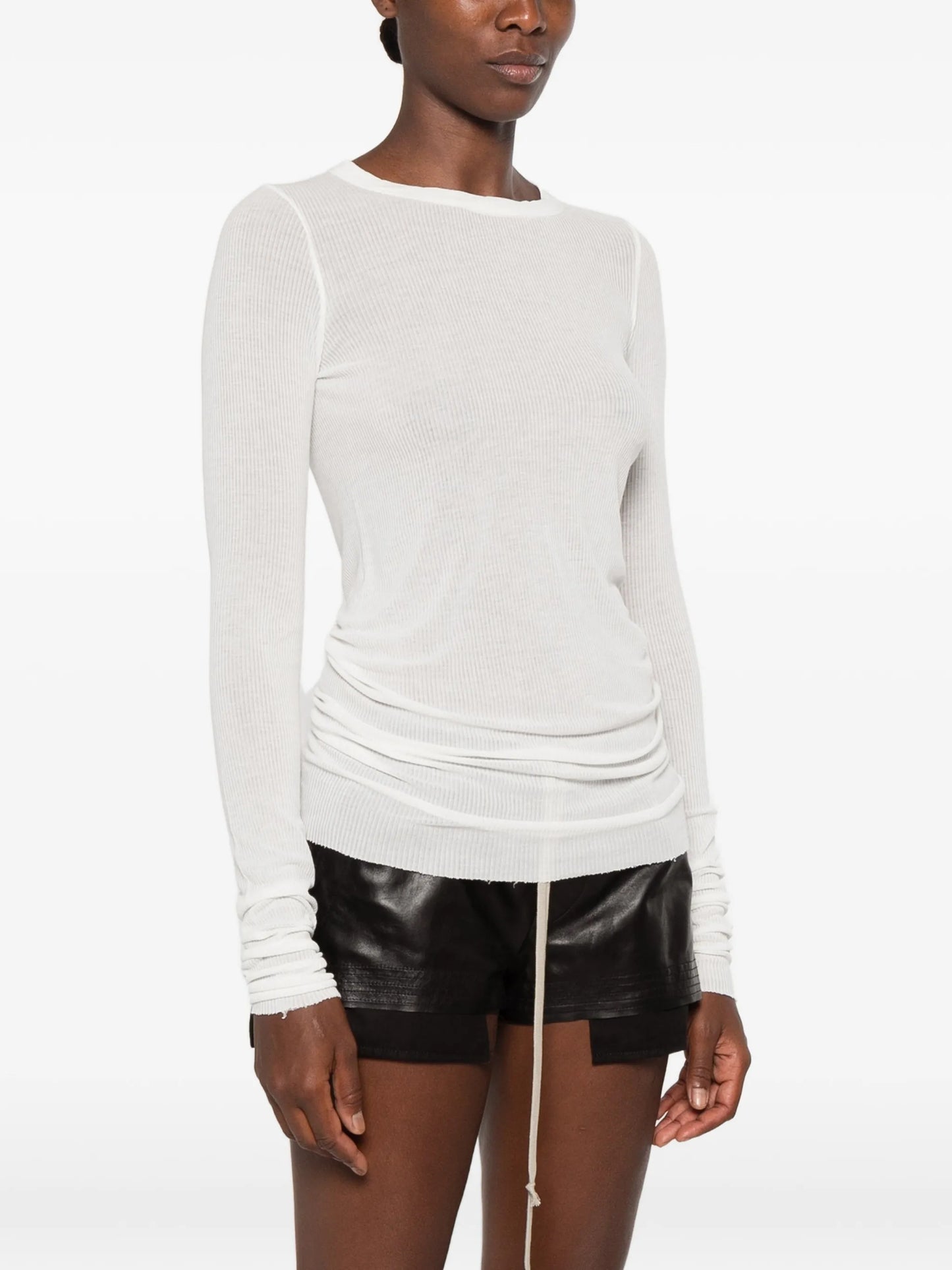 ribbed-knit long-sleeve T-shirt
