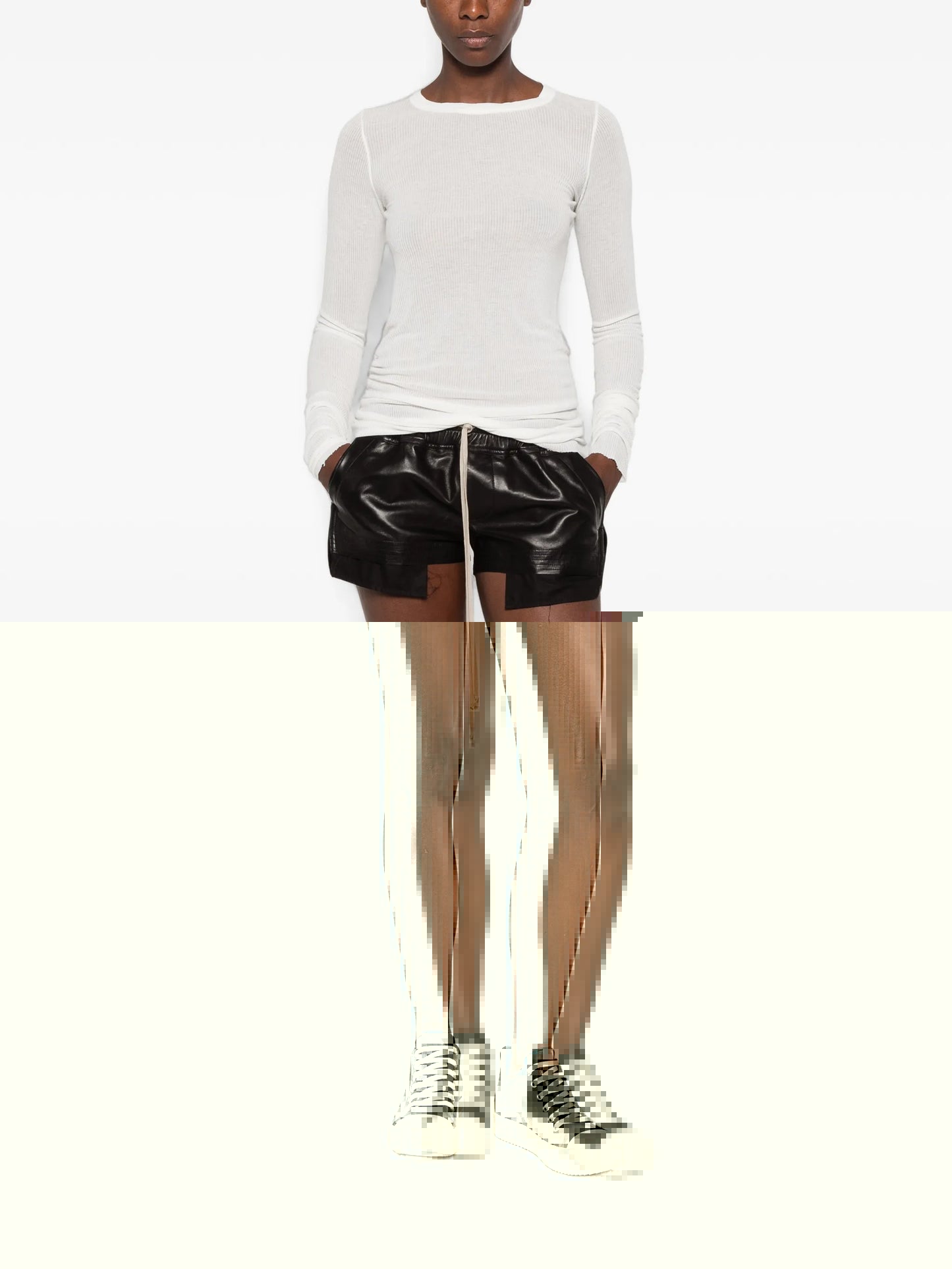ribbed-knit long-sleeve T-shirt