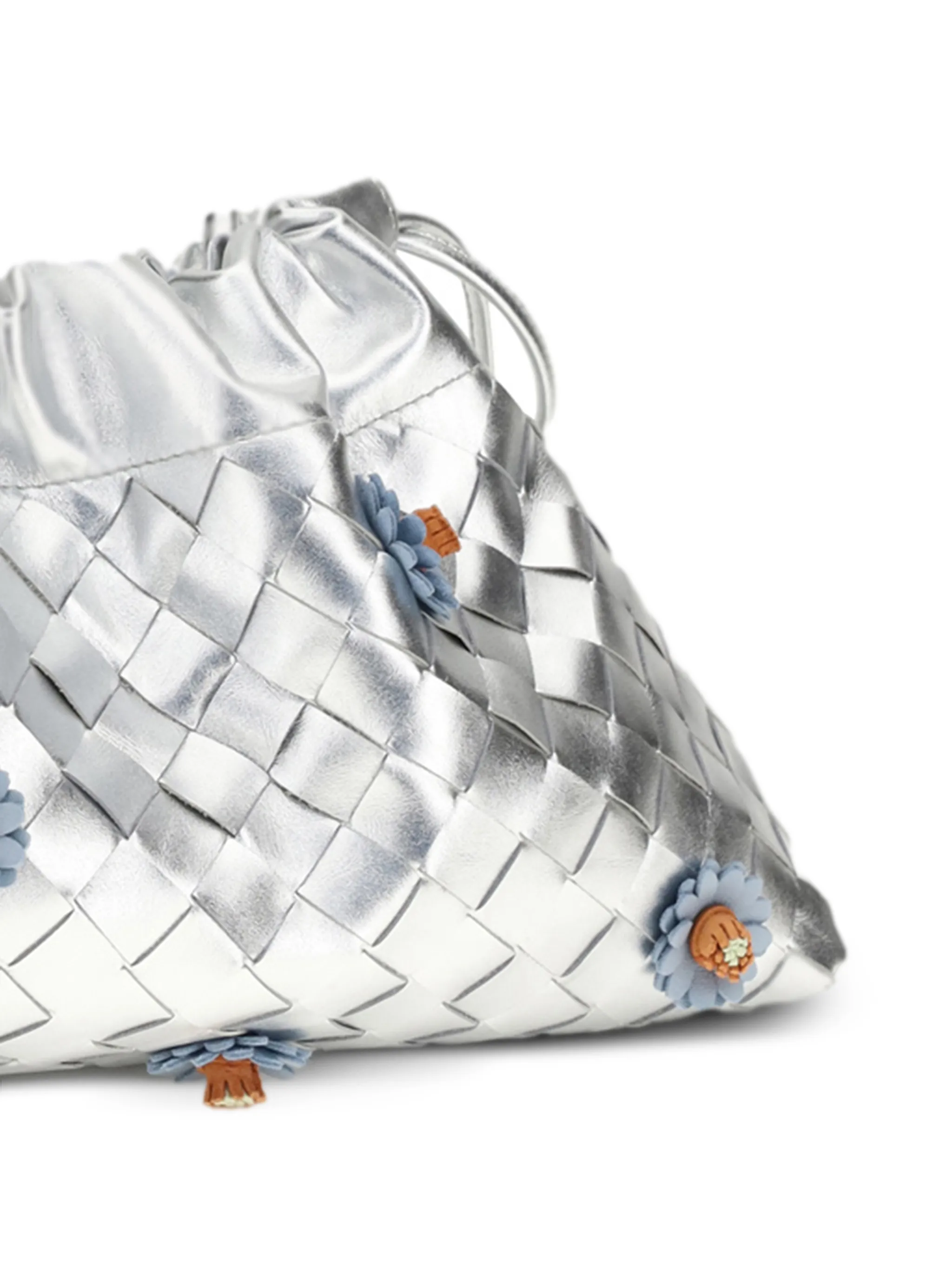 woven floral leather clutch bag