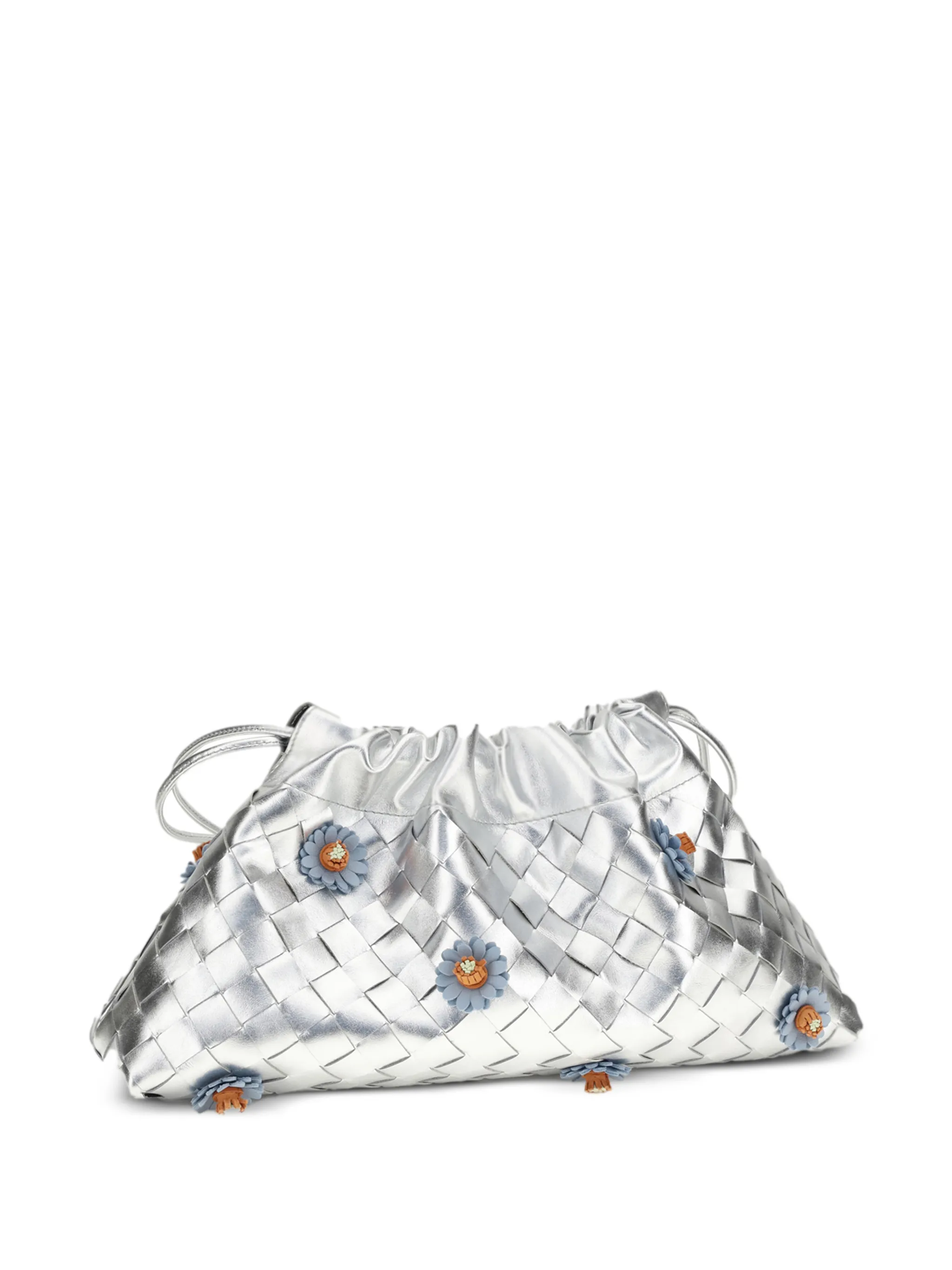 woven floral leather clutch bag
