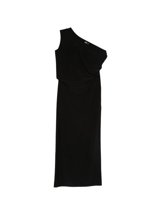 one-shoulder draped maxi dress