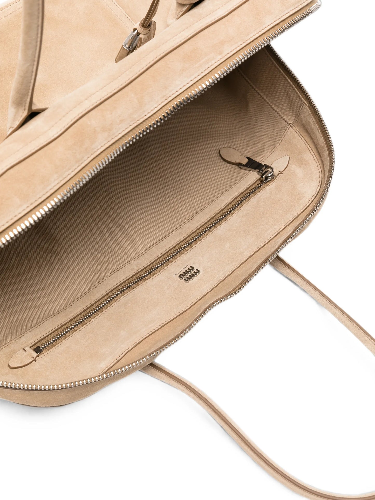 logo-embossed suede tote bag
