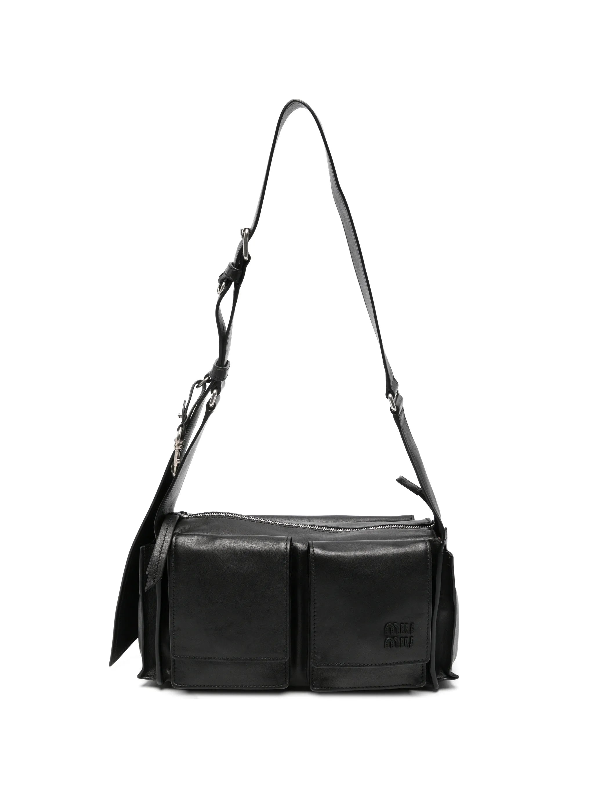 multi-pocket leather shoulder bag