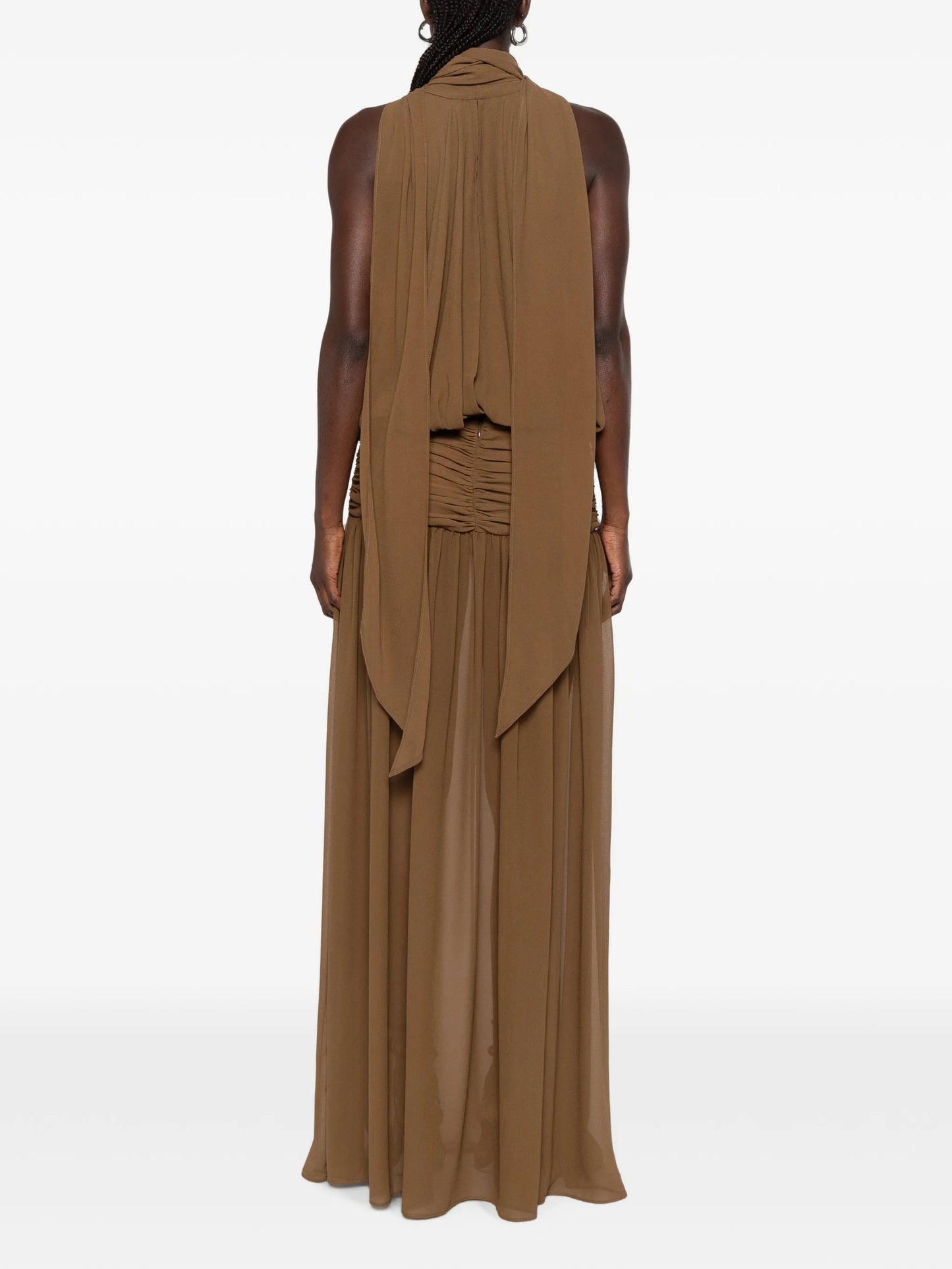 Cruz ruched-waist maxi dress