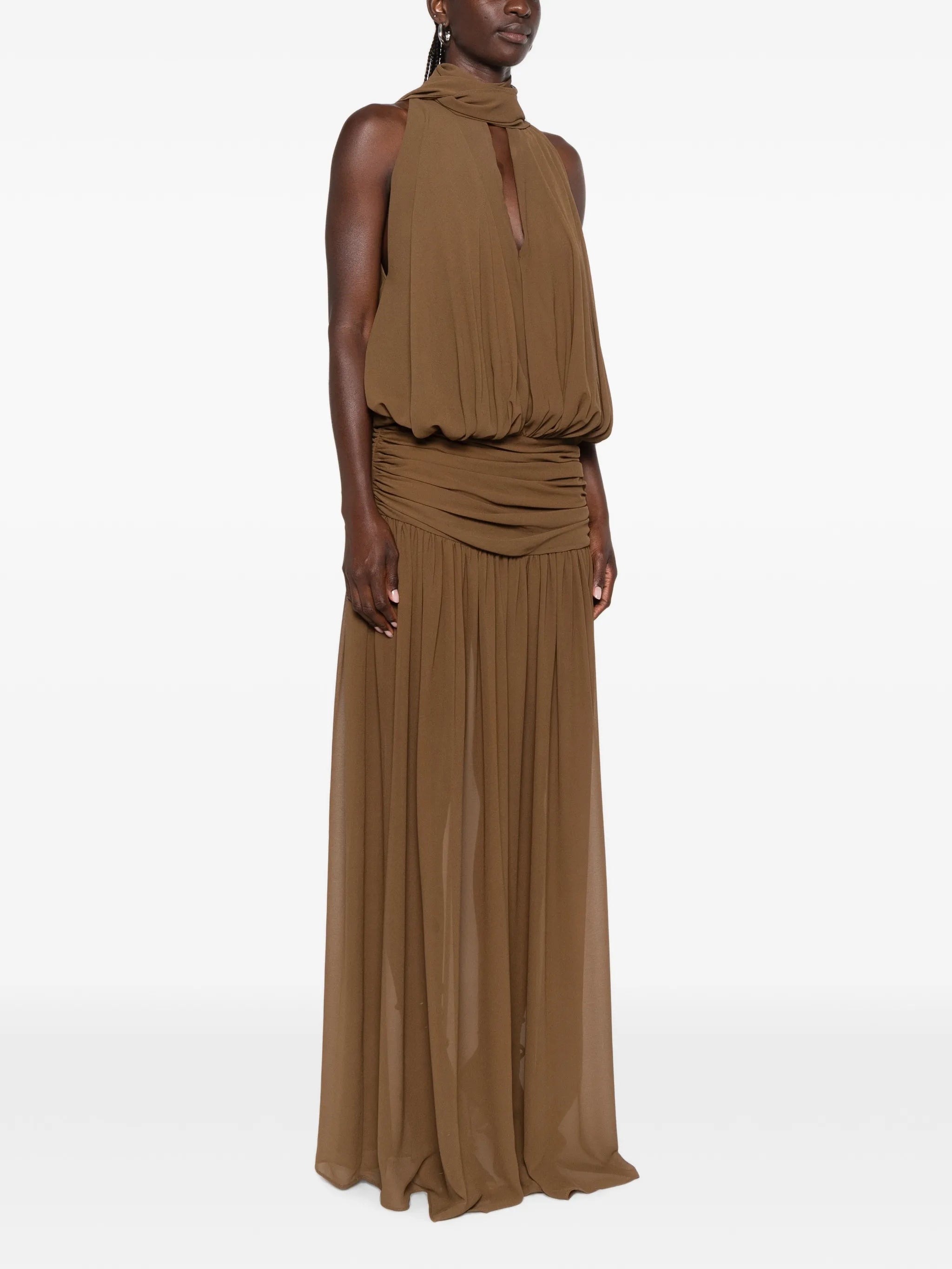 Cruz ruched-waist maxi dress