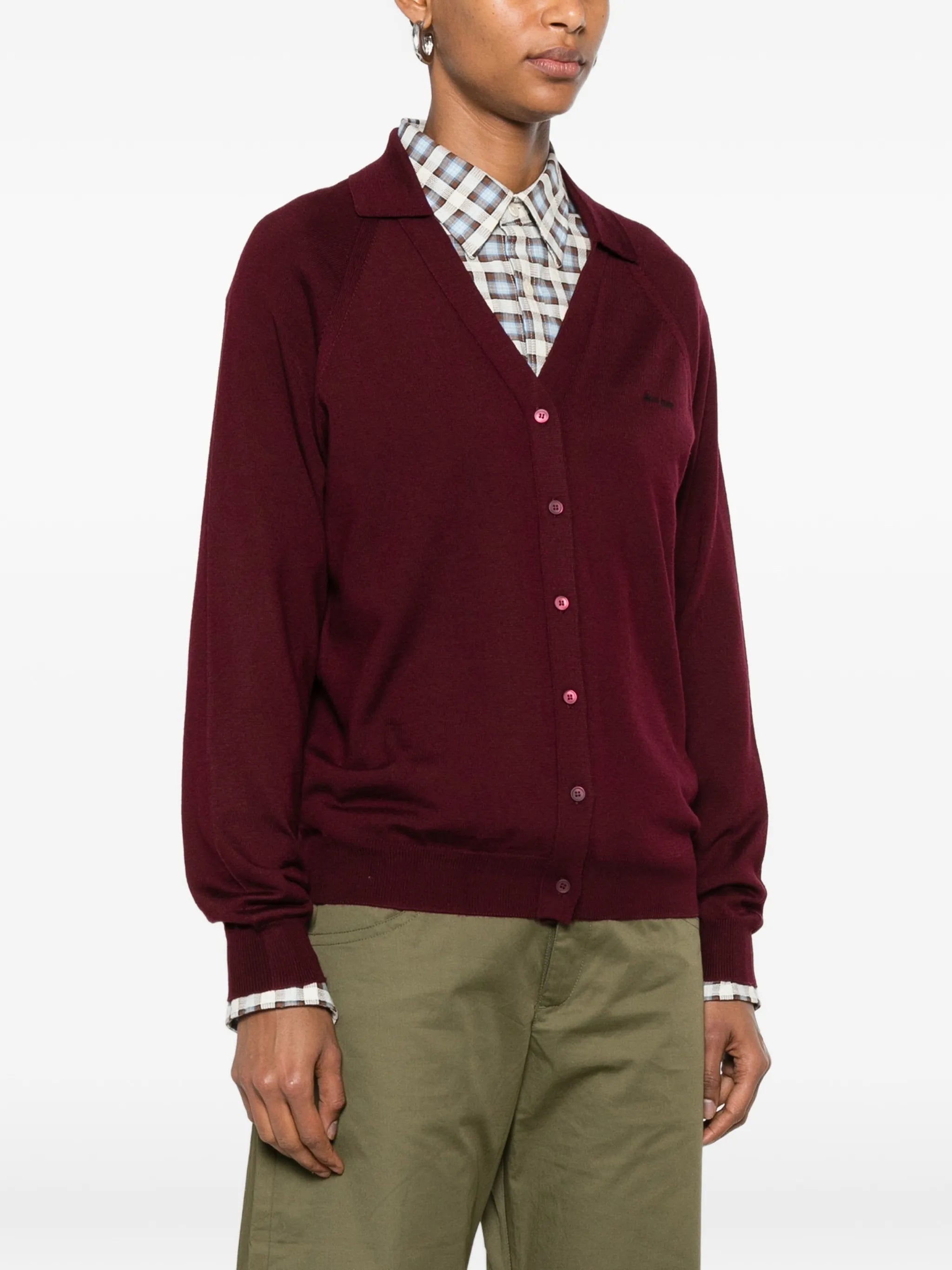 logo-embroidered cardigan