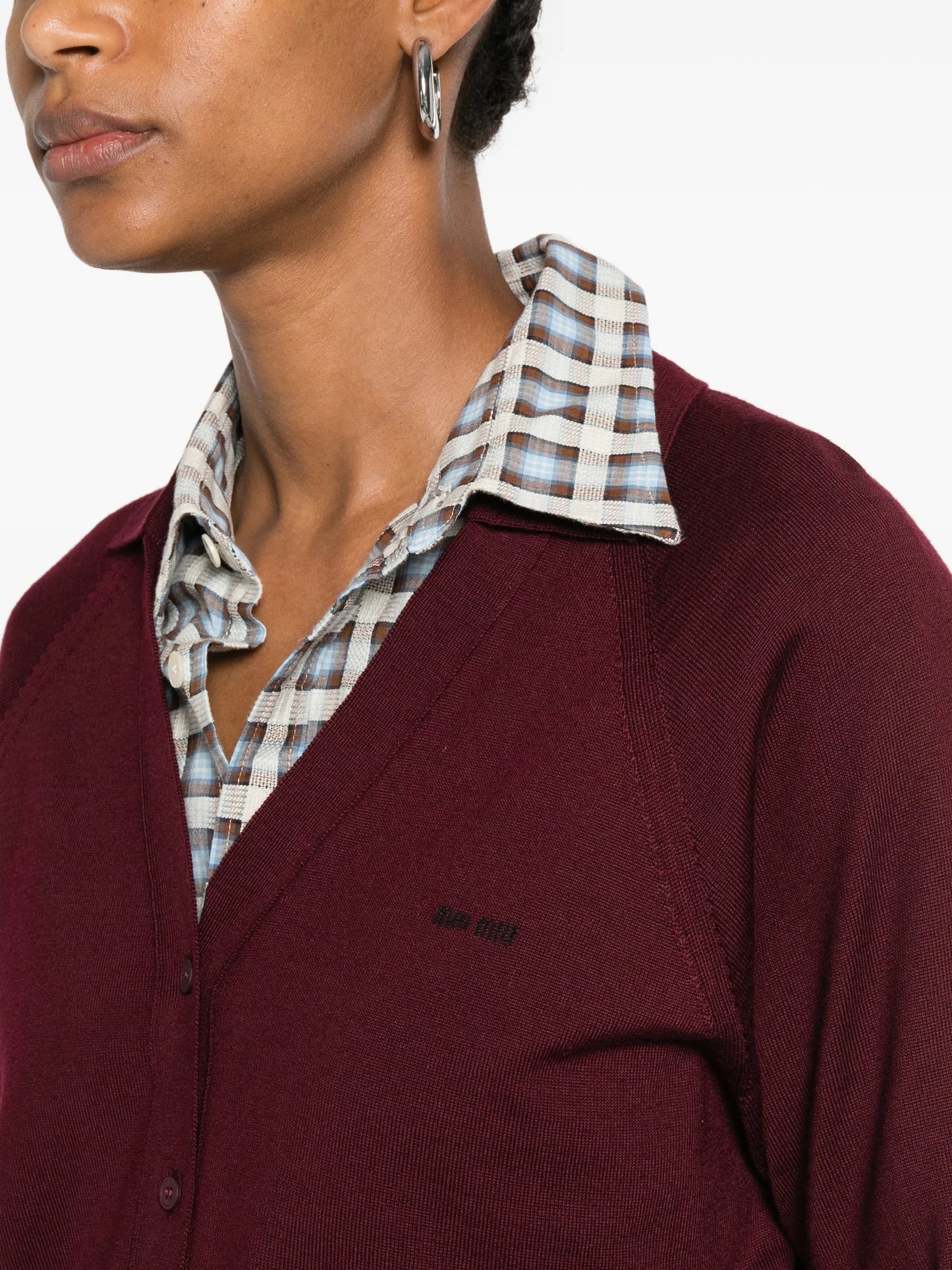 V-neck logo-embroidered cardigan