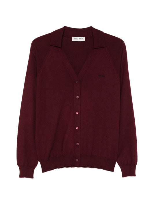 V-neck logo-embroidered cardigan