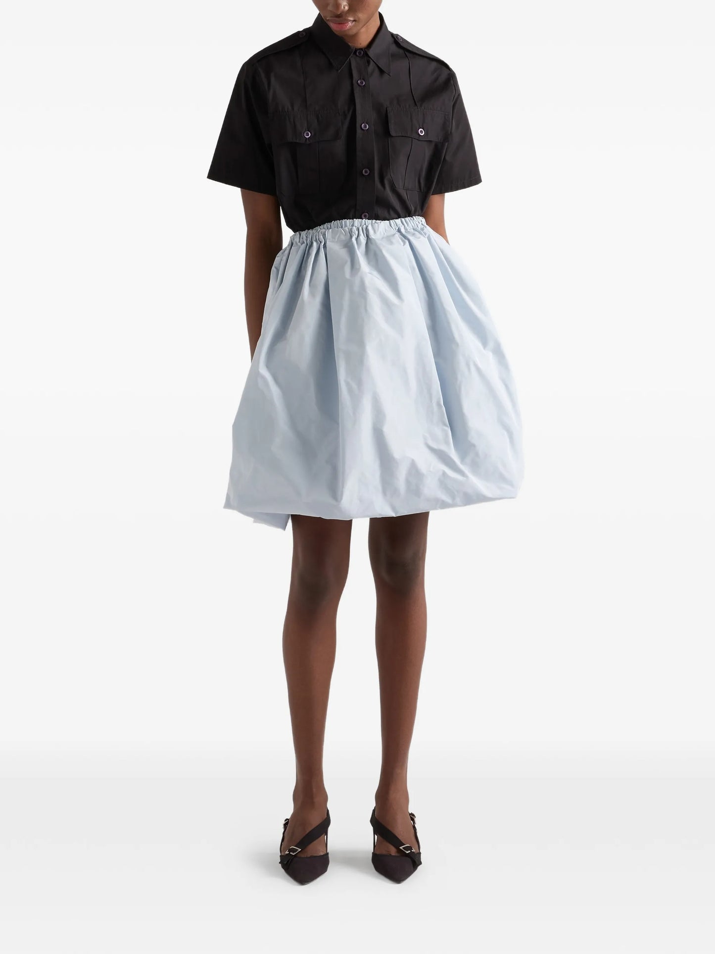 elastic-waist mini skirt