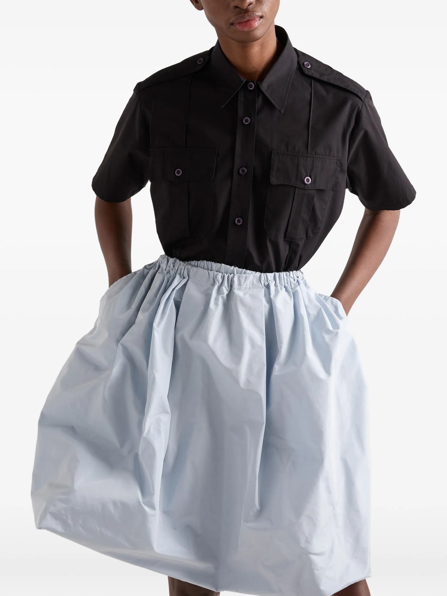 elastic-waist mini skirt