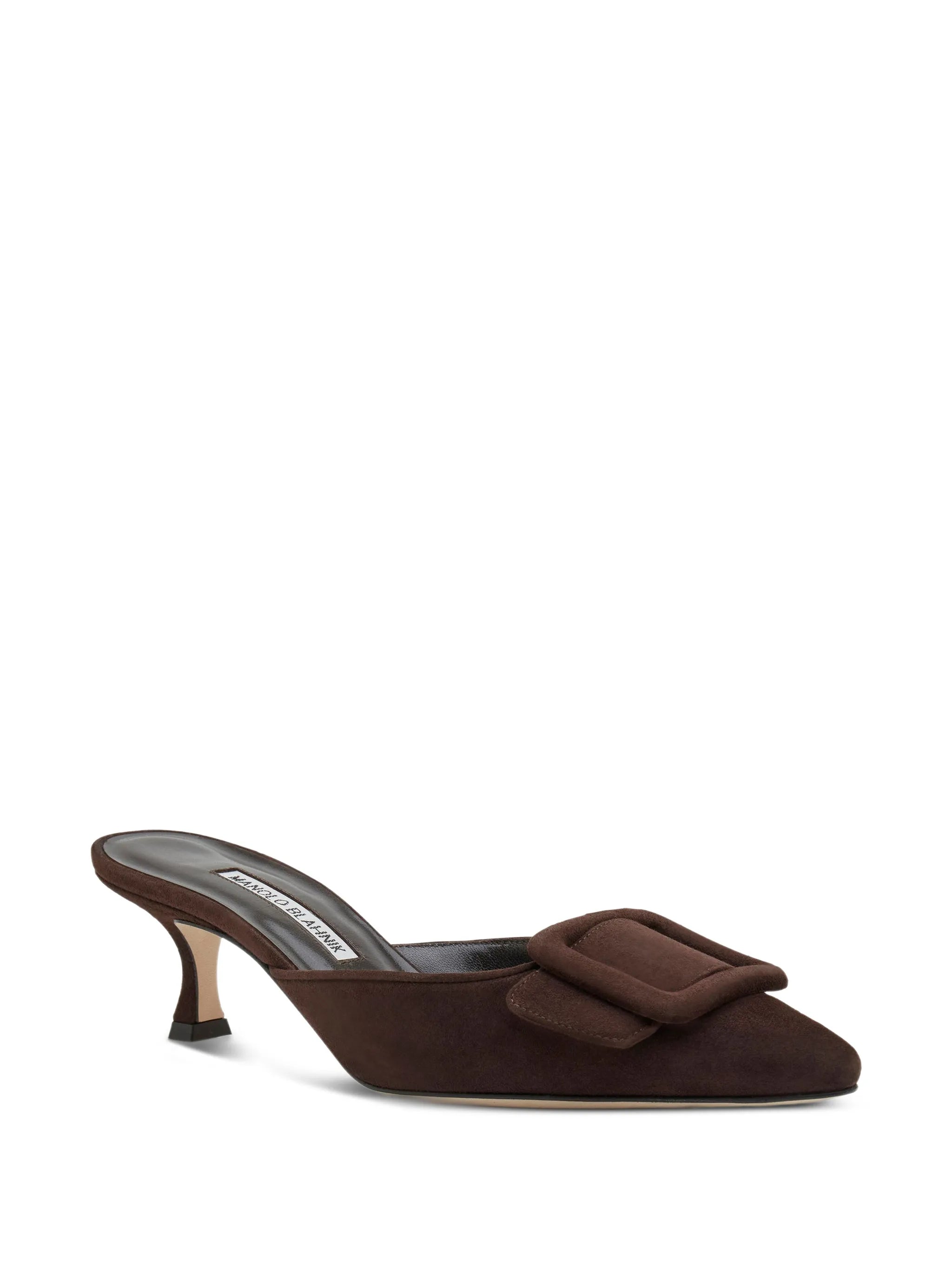 buckle suede mules