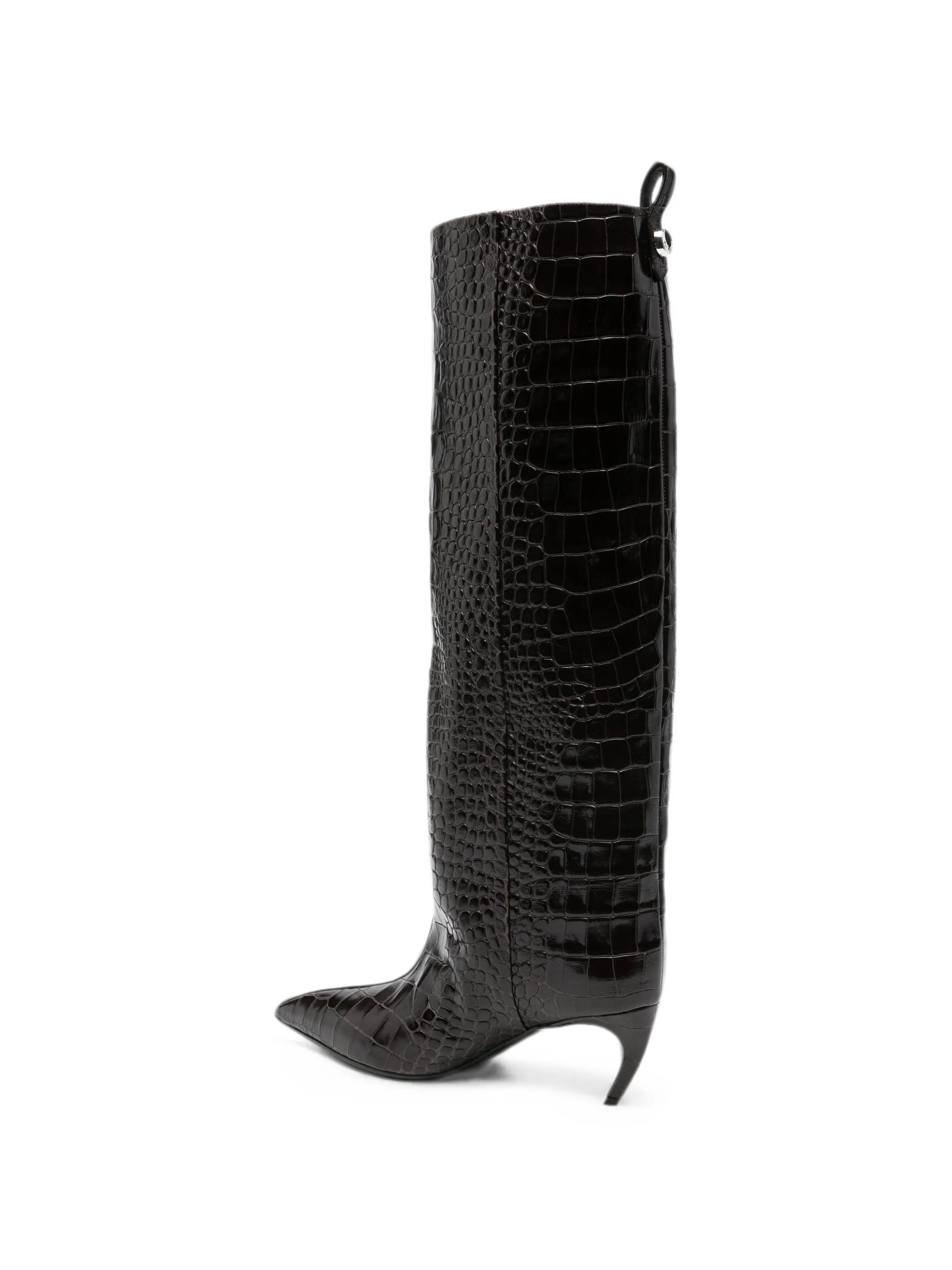 Lea croc-effect leather knee-high boots