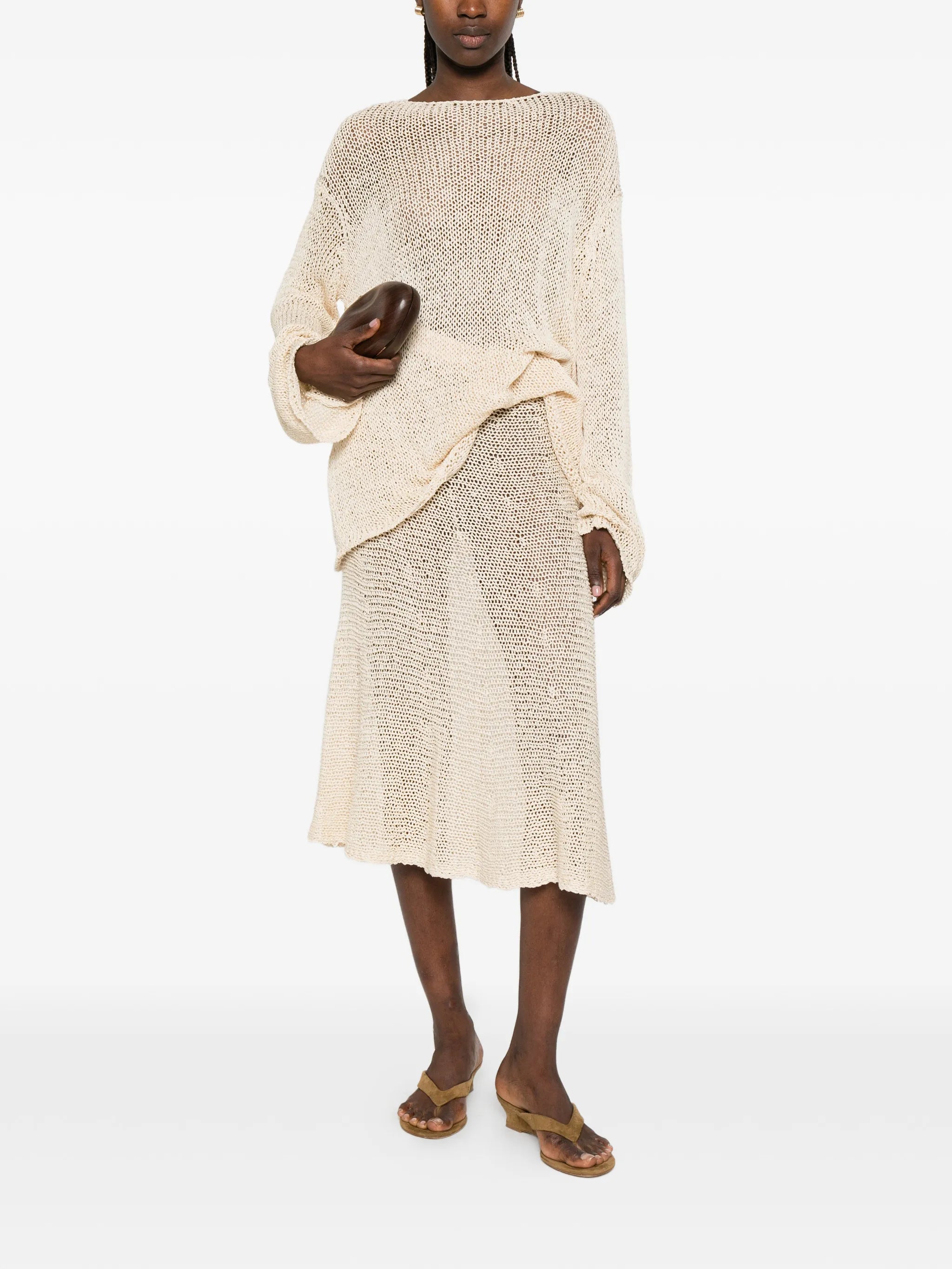 Inaya crochet-knit midi skirt