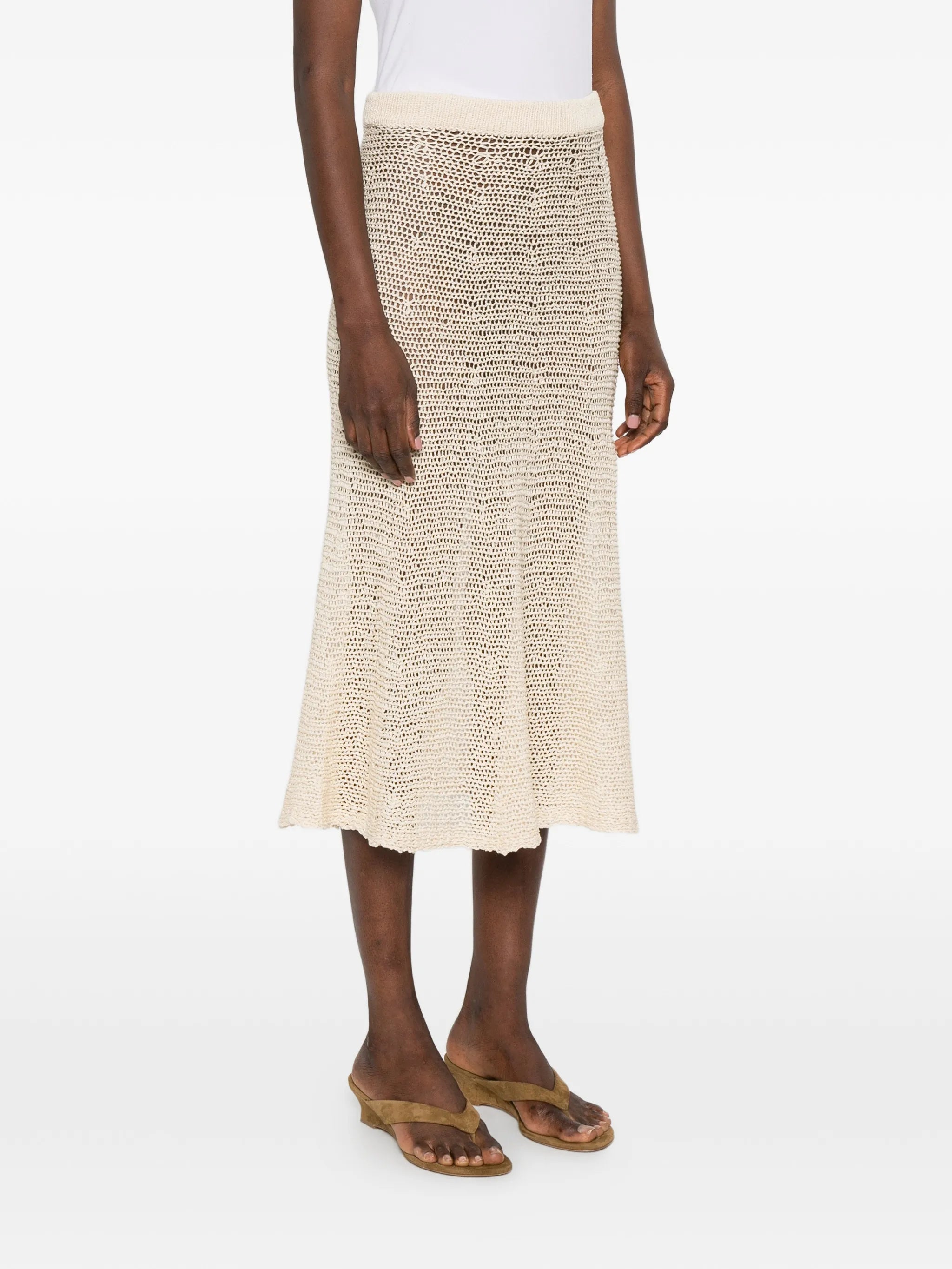 Inaya crochet-knit midi skirt