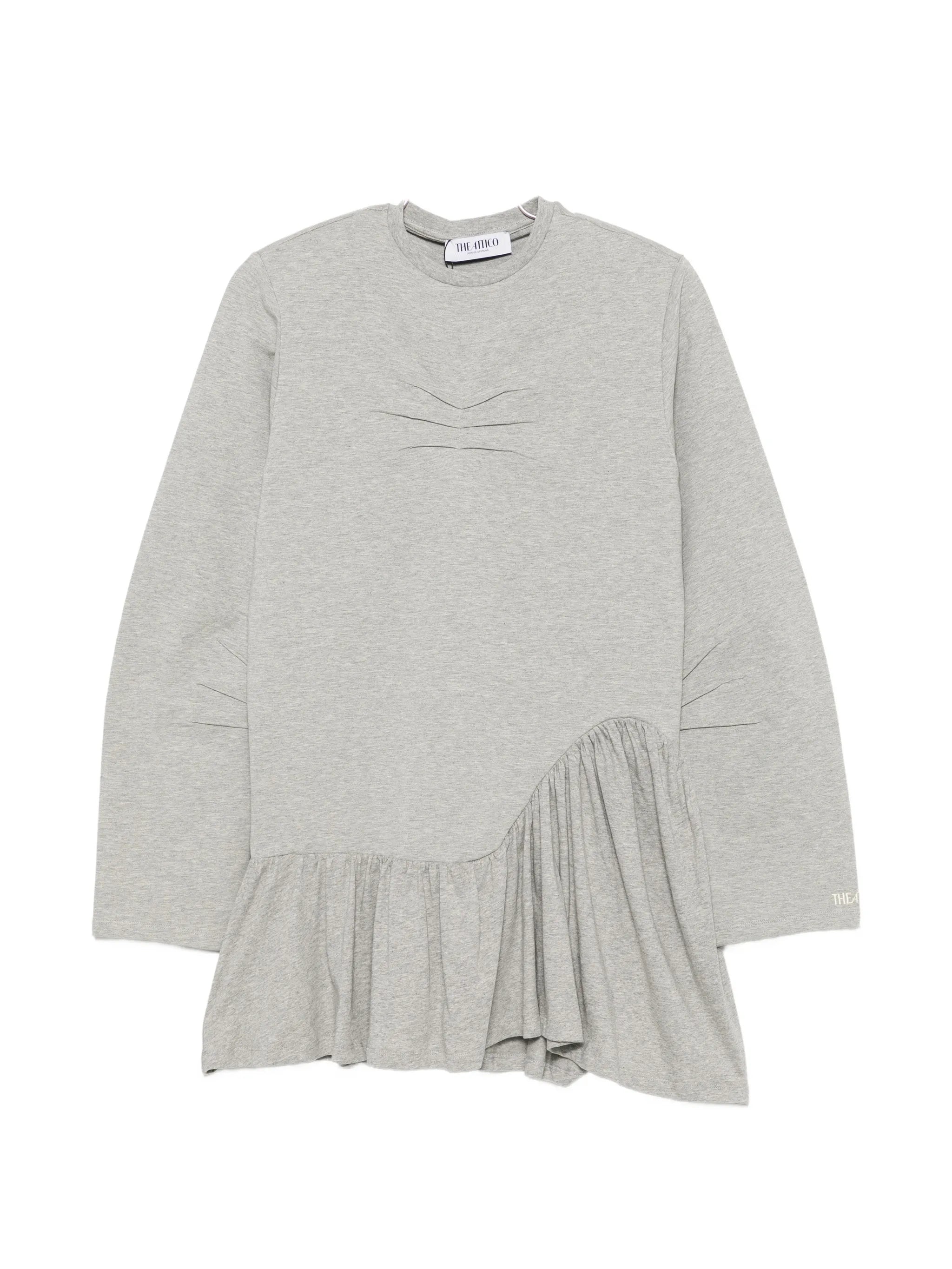 pleated long-sleeve mini dress