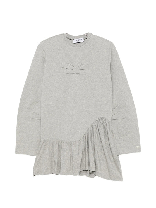 pleated long-sleeve mini dress