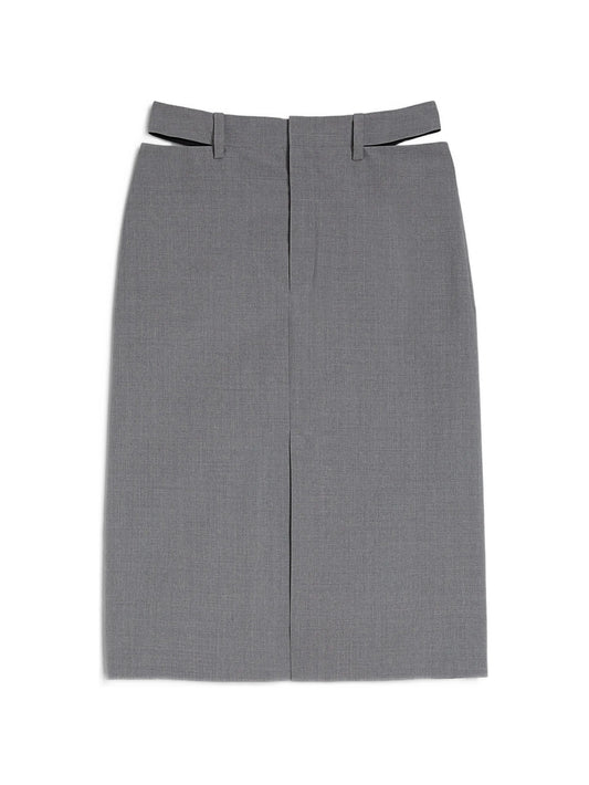 cut-out slit midi skirt