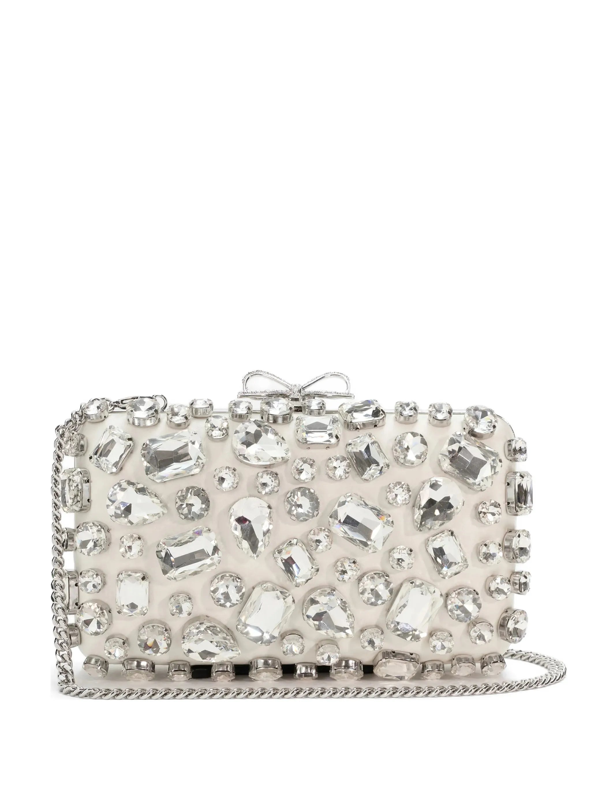 satin crystal-embellished clutch bag