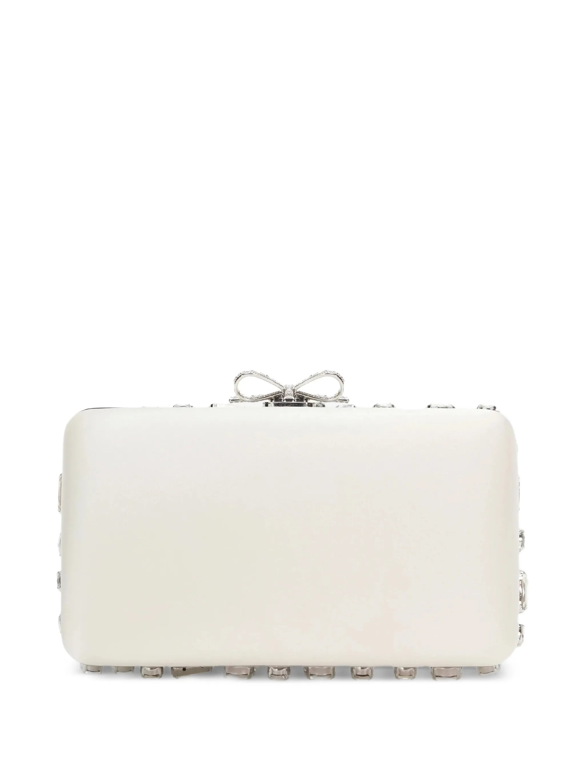 satin crystal-embellished clutch bag