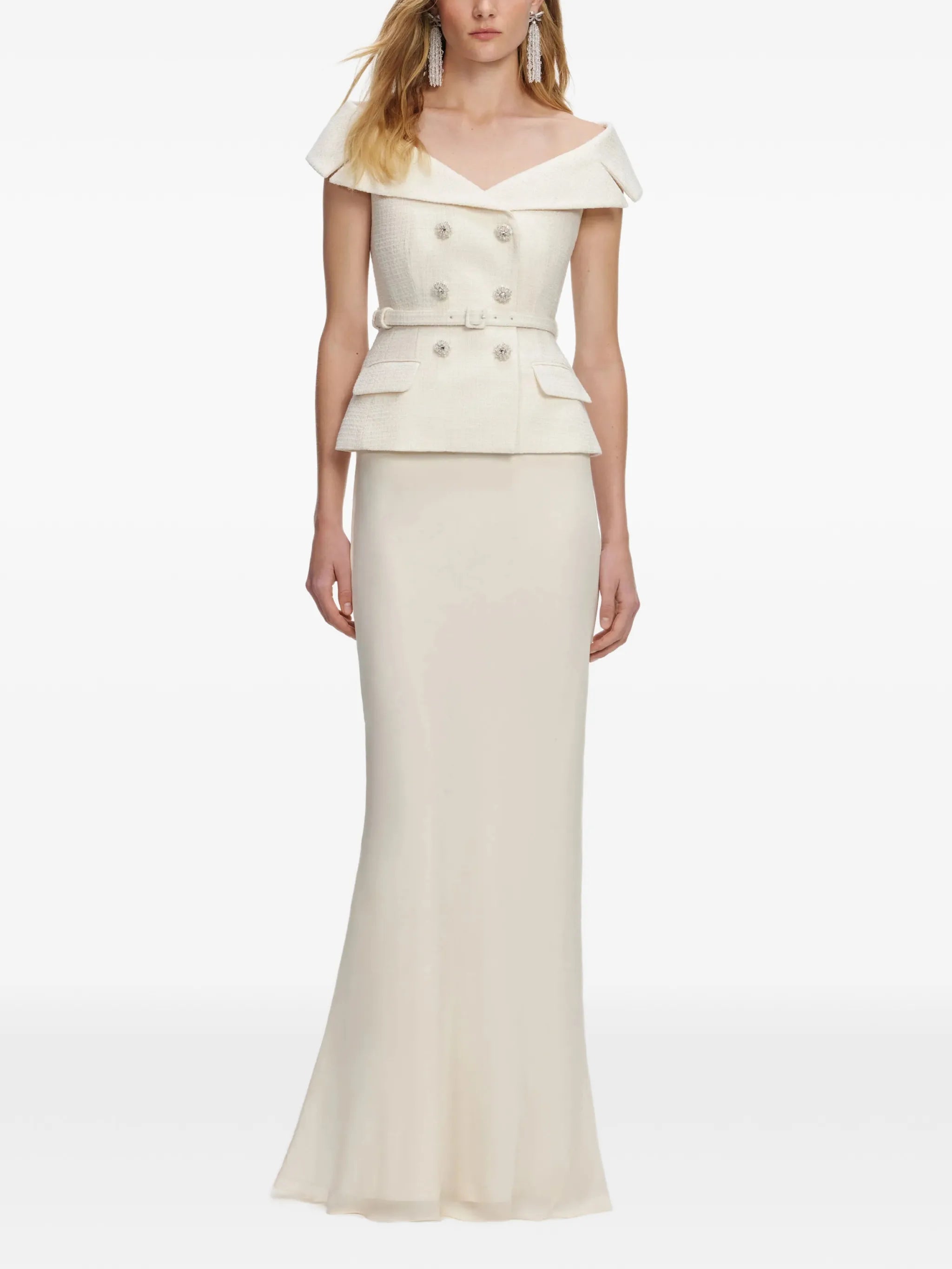 embellished-belted maxi dress