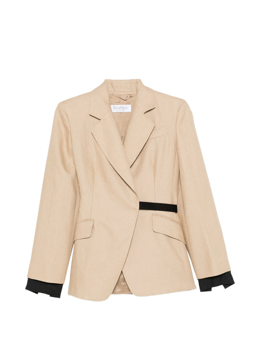 Mxsfionda black trim linen blazer