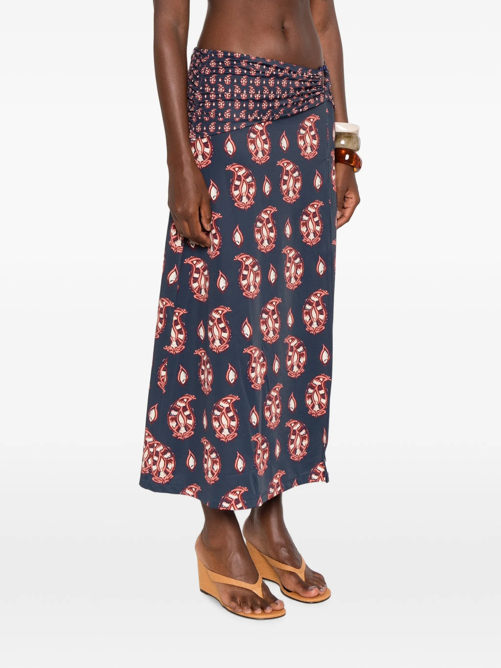 The Sun paisley-pattern midi skirt