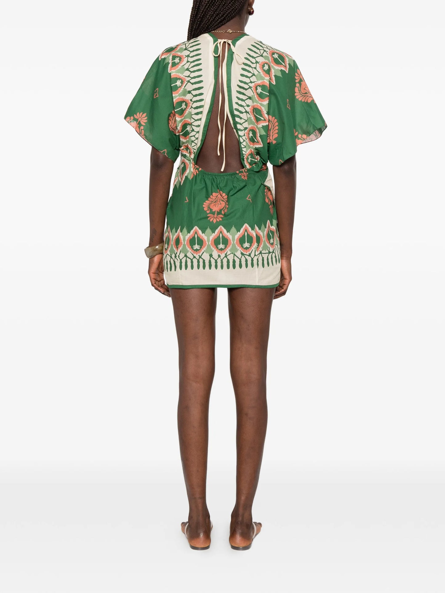 printed open-back mini dress