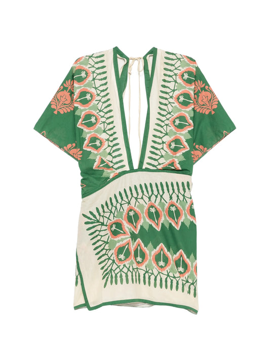 printed open-back mini dress