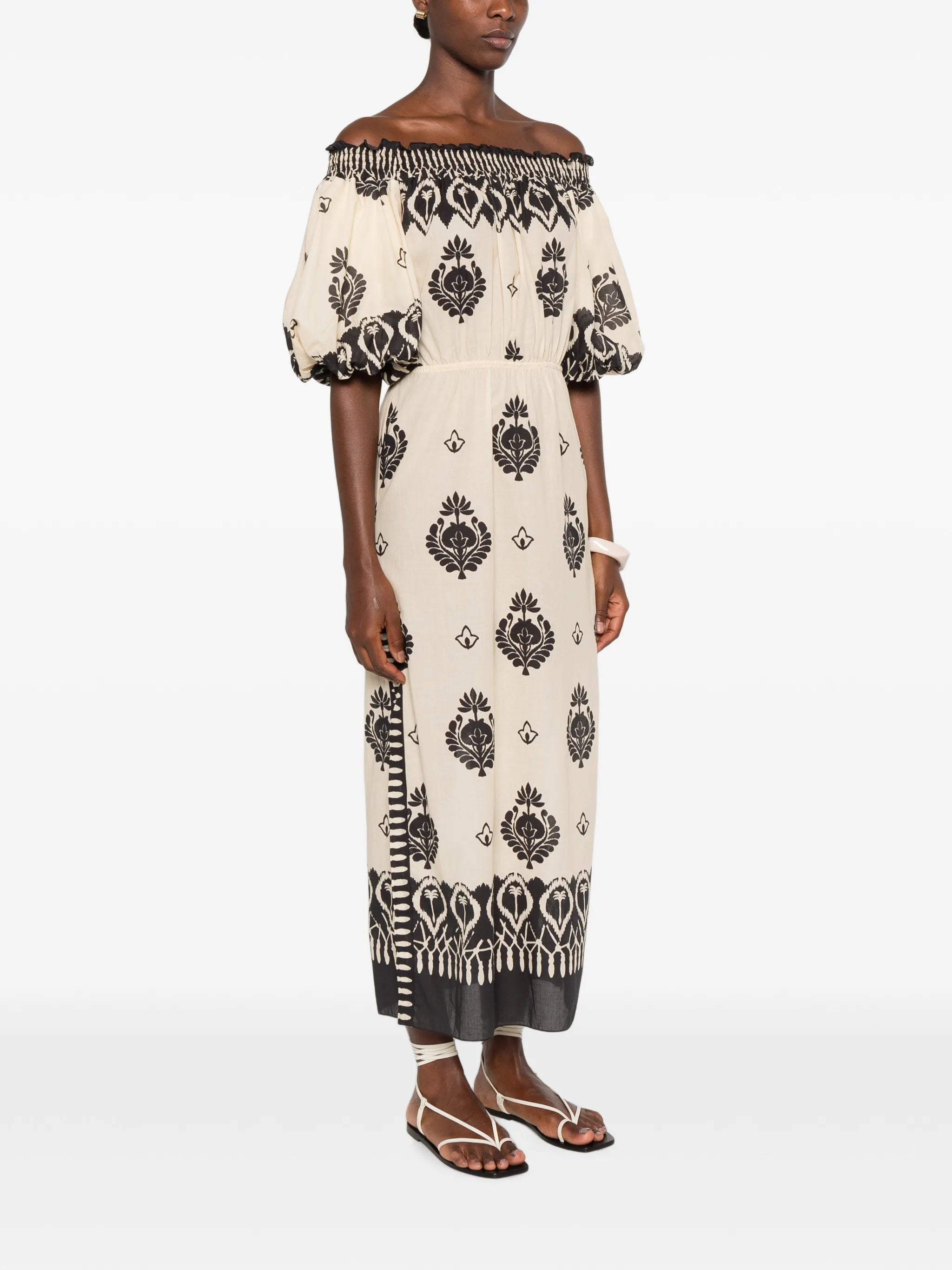 Harbor Hues off-shoulder midi dress