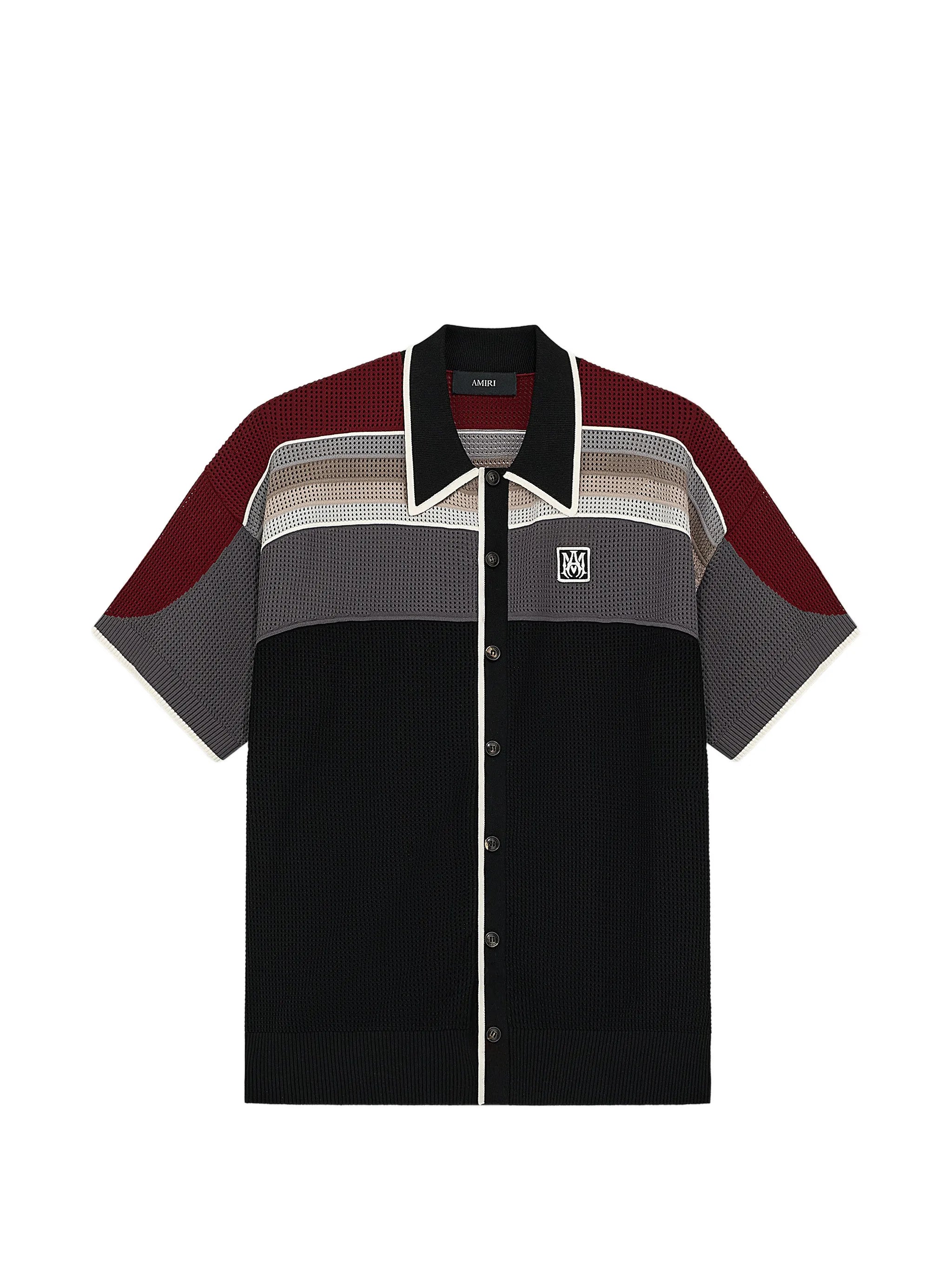 striped-pattern logo-patch shirt