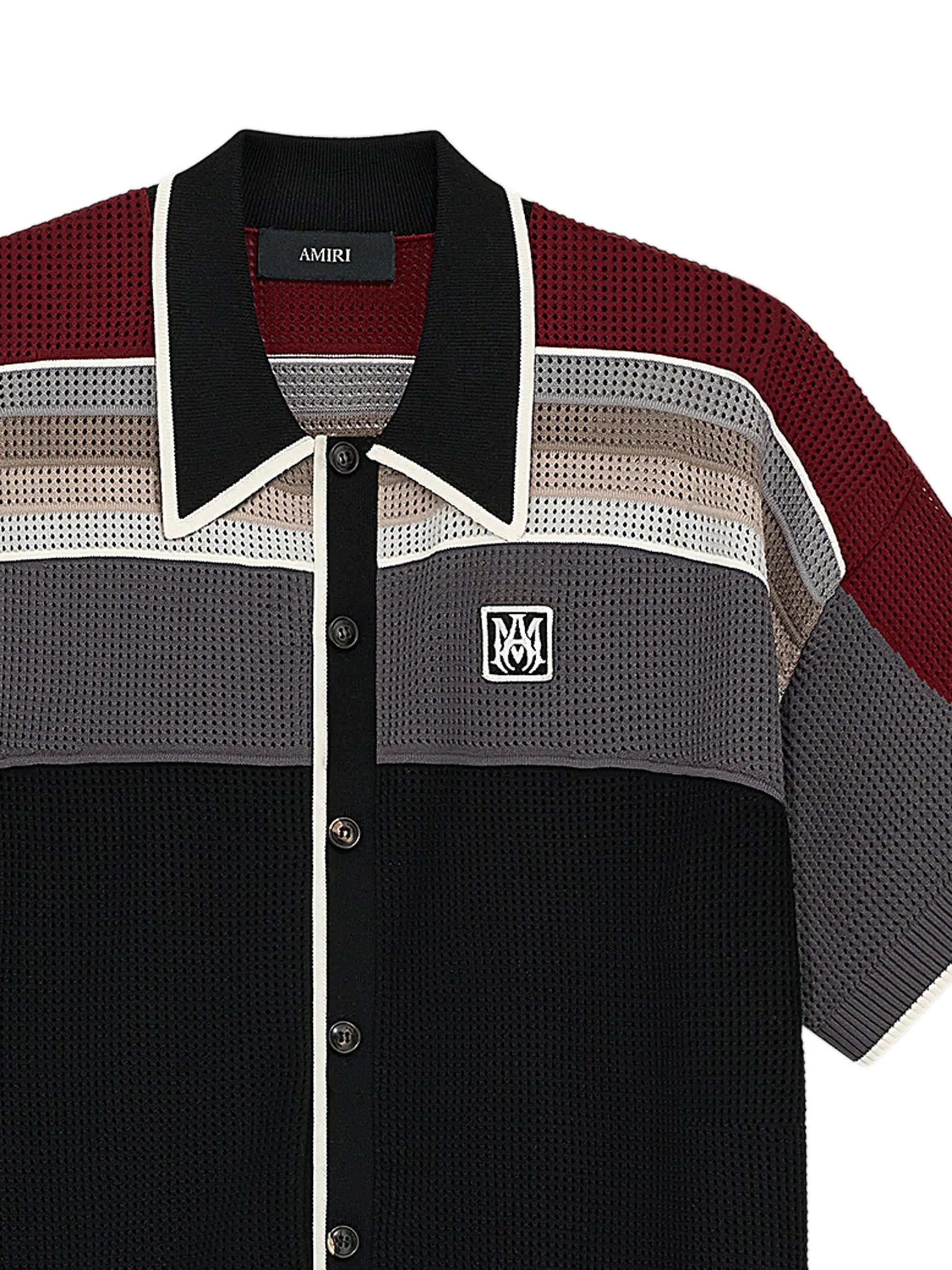 striped-pattern logo-patch shirt